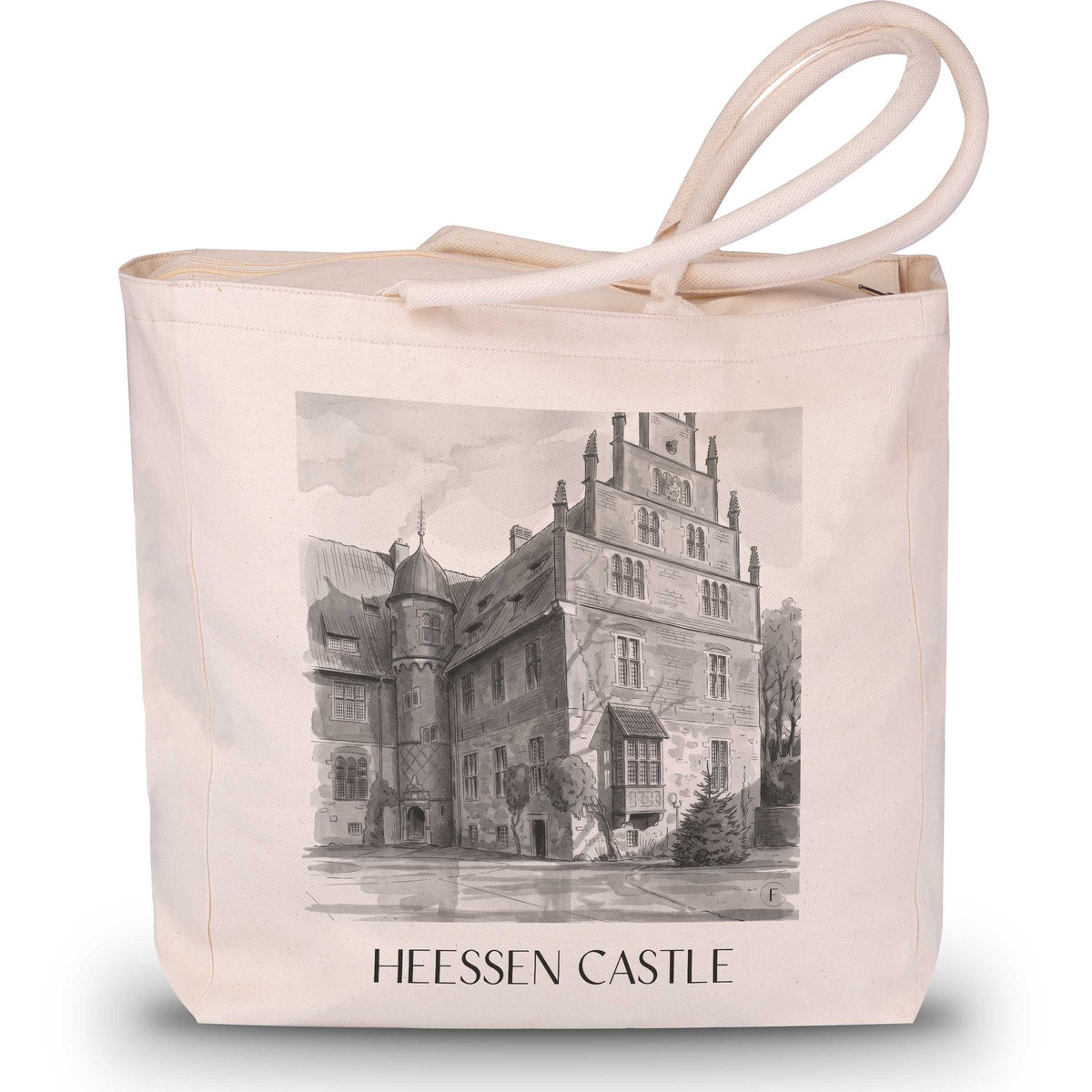 Schloss Heessen Shopping Tasche - Hamm - Deutschland Tote Bag - Einkaufstasche im Aquarell Schwarz-Weiß Stil - favplace