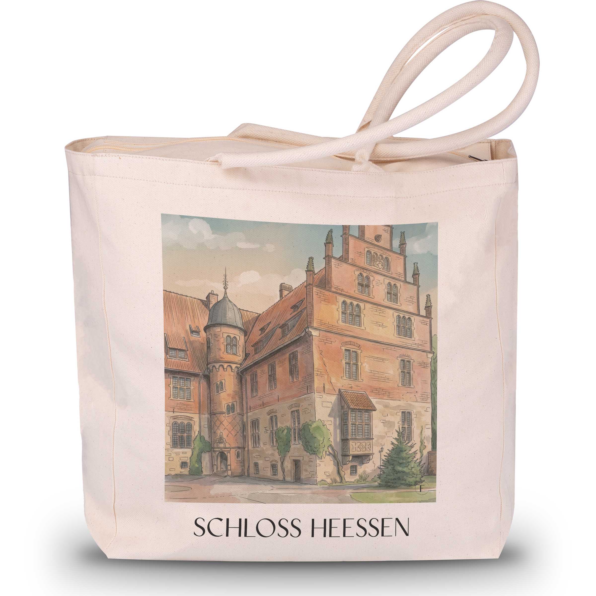 schloss-heessen-hamm-deutschland-einkaufstasche-aquarell