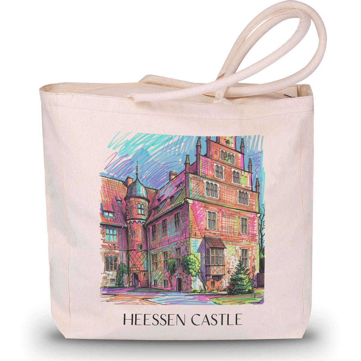 Schloss Heessen Shopping Tasche - Hamm - Deutschland Tote Bag - Einkaufstasche im Tag Graffiti Stil - favplace