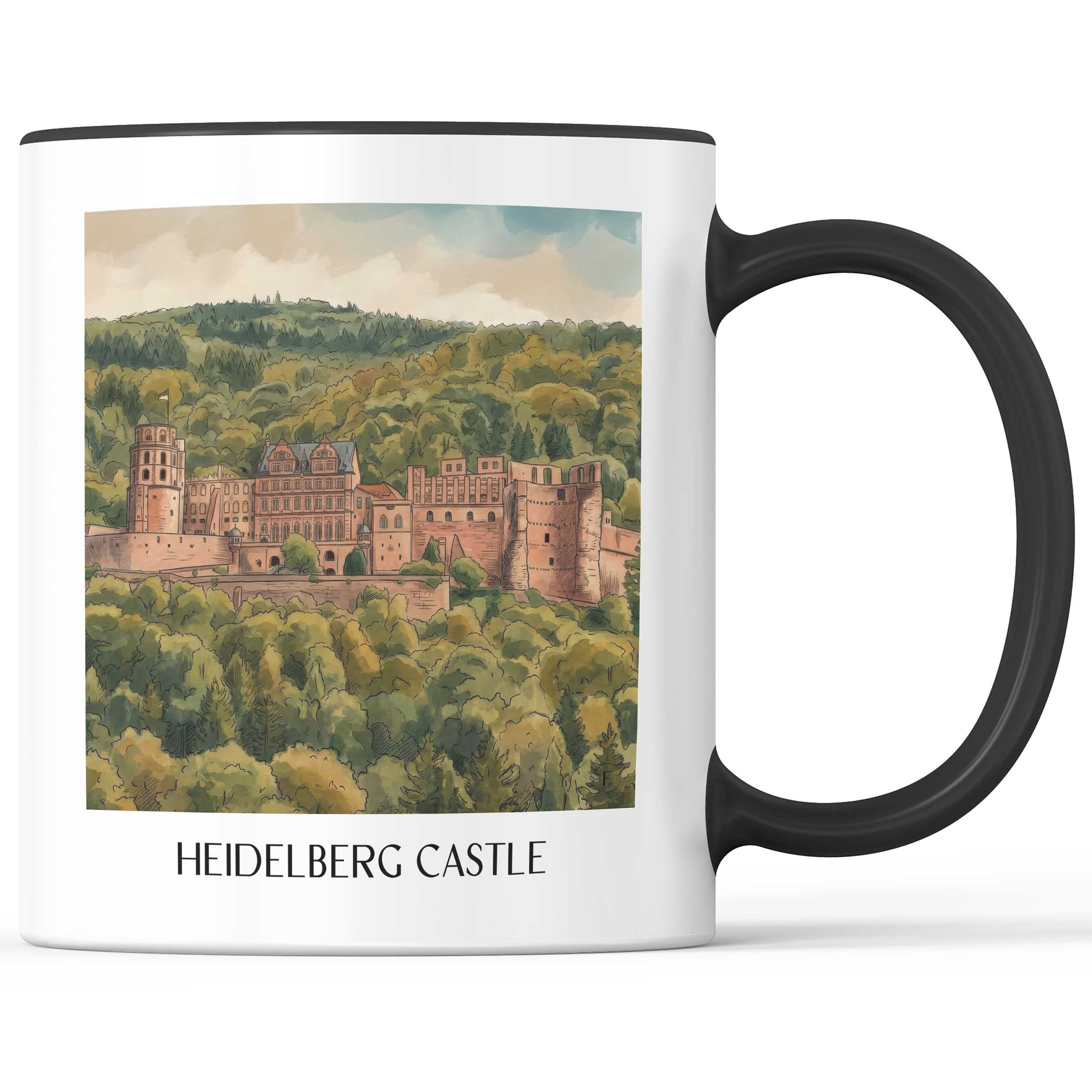 Schloss Heidelberg Kaffeebecher - Baden-Württemberg - Deutschland Becher - Kaffeetasse im Aquarell Stil - favplace
