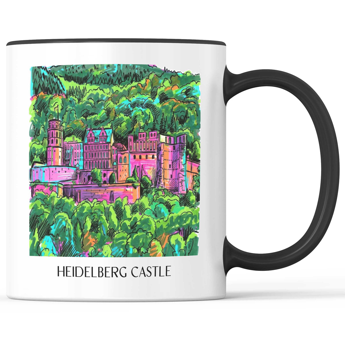 Schloss Heidelberg Kaffeebecher - Baden-Württemberg - Deutschland Becher - Kaffeetasse im Tag Graffiti Stil - favplace