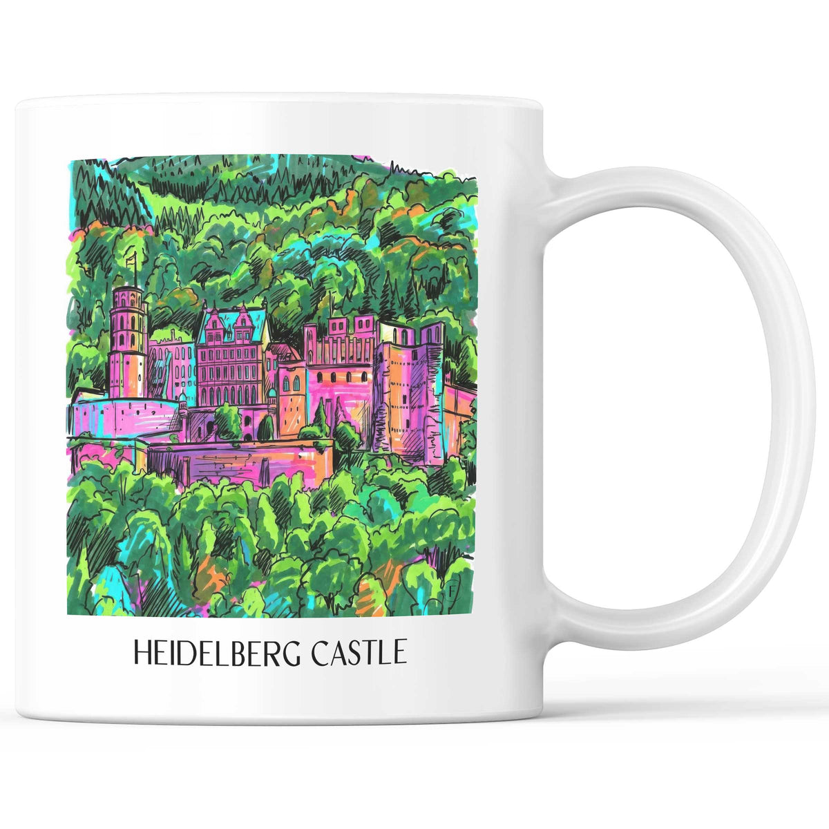 Schloss Heidelberg Kaffeebecher - Baden-Württemberg - Deutschland Becher - Kaffeetasse im Tag Graffiti Stil - favplace