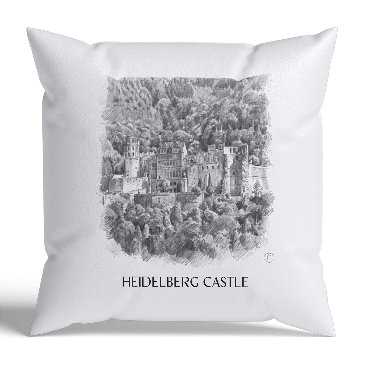 Schloss Heidelberg Kissenhülle - Zierkissen Bezug - Baden-Württemberg - Deutschland Kissen bzw. Kissenbezug im Zeichnung Stil - favplace