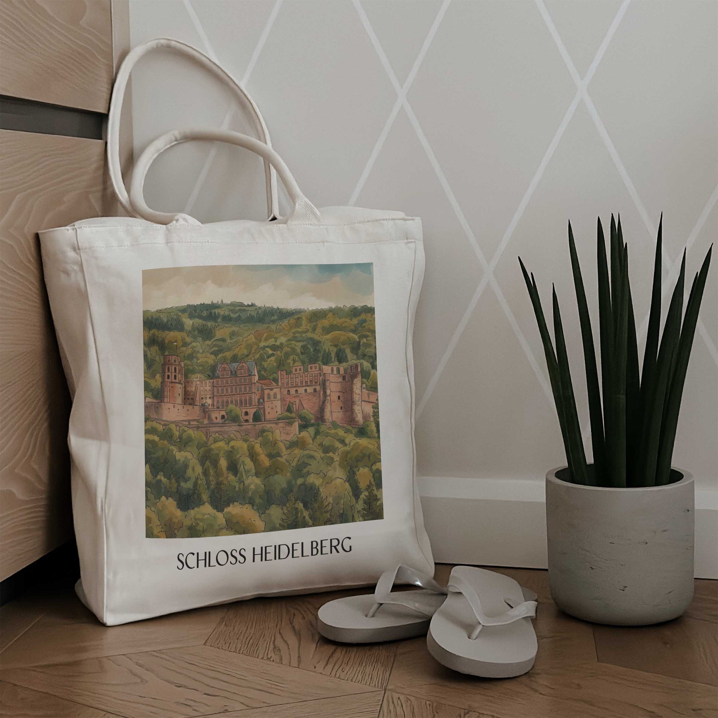 schloss-heidelberg-baden-württemberg-deutschland-einkaufstasche-aquarell
