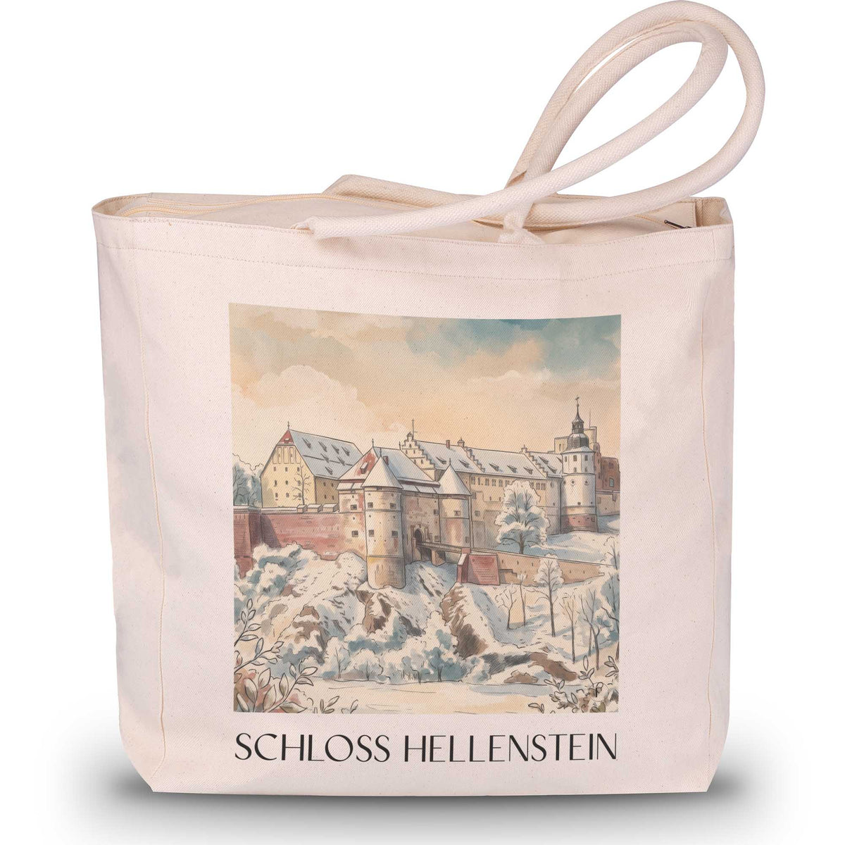 schloss-hellenstein-heidenheim-deutschland-einkaufstasche-aquarell