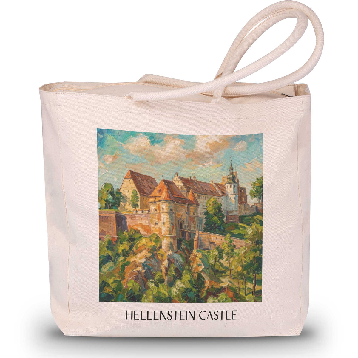 Schloss Hellenstein Shopping Tasche - Heidenheim - Deutschland Tote Bag - Einkaufstasche im Ölgemälde Stil - favplace
