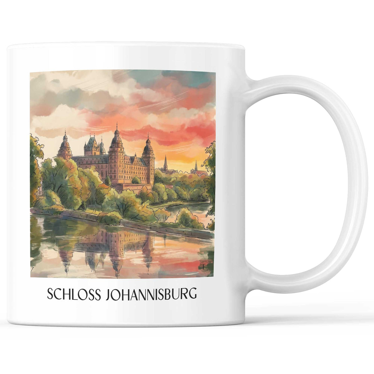 Schloss Johannisburg Kaffeebecher - Aschaffenburg - Deutschland Becher - Kaffeetasse im Aquarell Stil - favplace