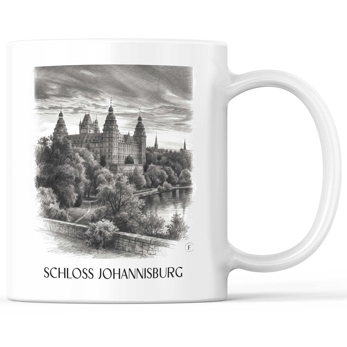 Schloss Johannisburg Kaffeebecher - Aschaffenburg - Deutschland Becher - Kaffeetasse im Zeichnung Stil