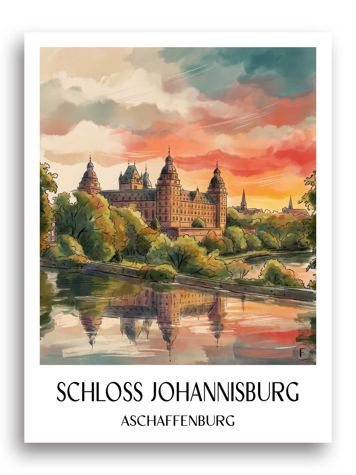 schloss-johannisburg-aschaffenburg-deutschland-poster-aquarell