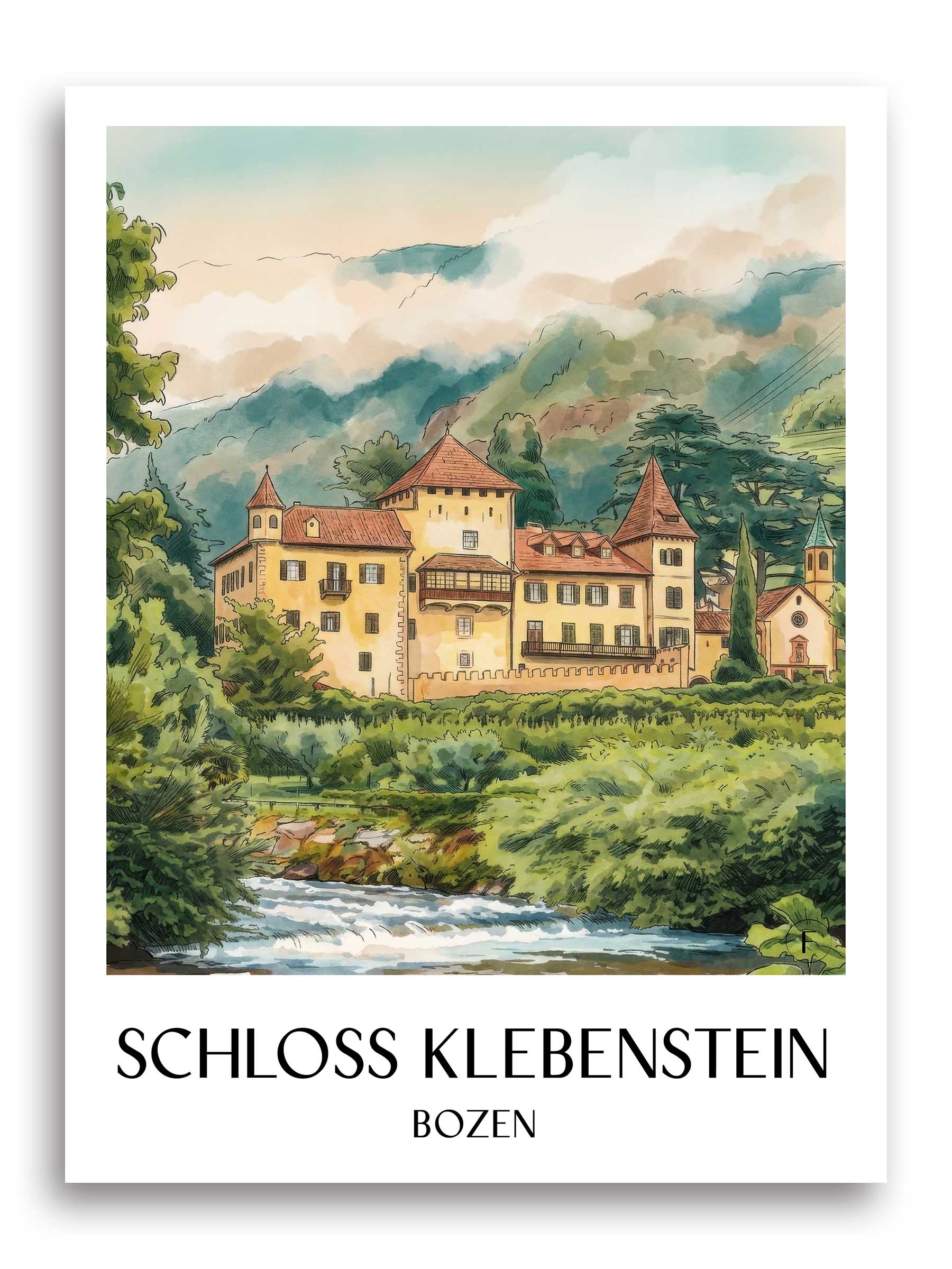 schloss-klebenstein-bozen-italien-poster-aquarell