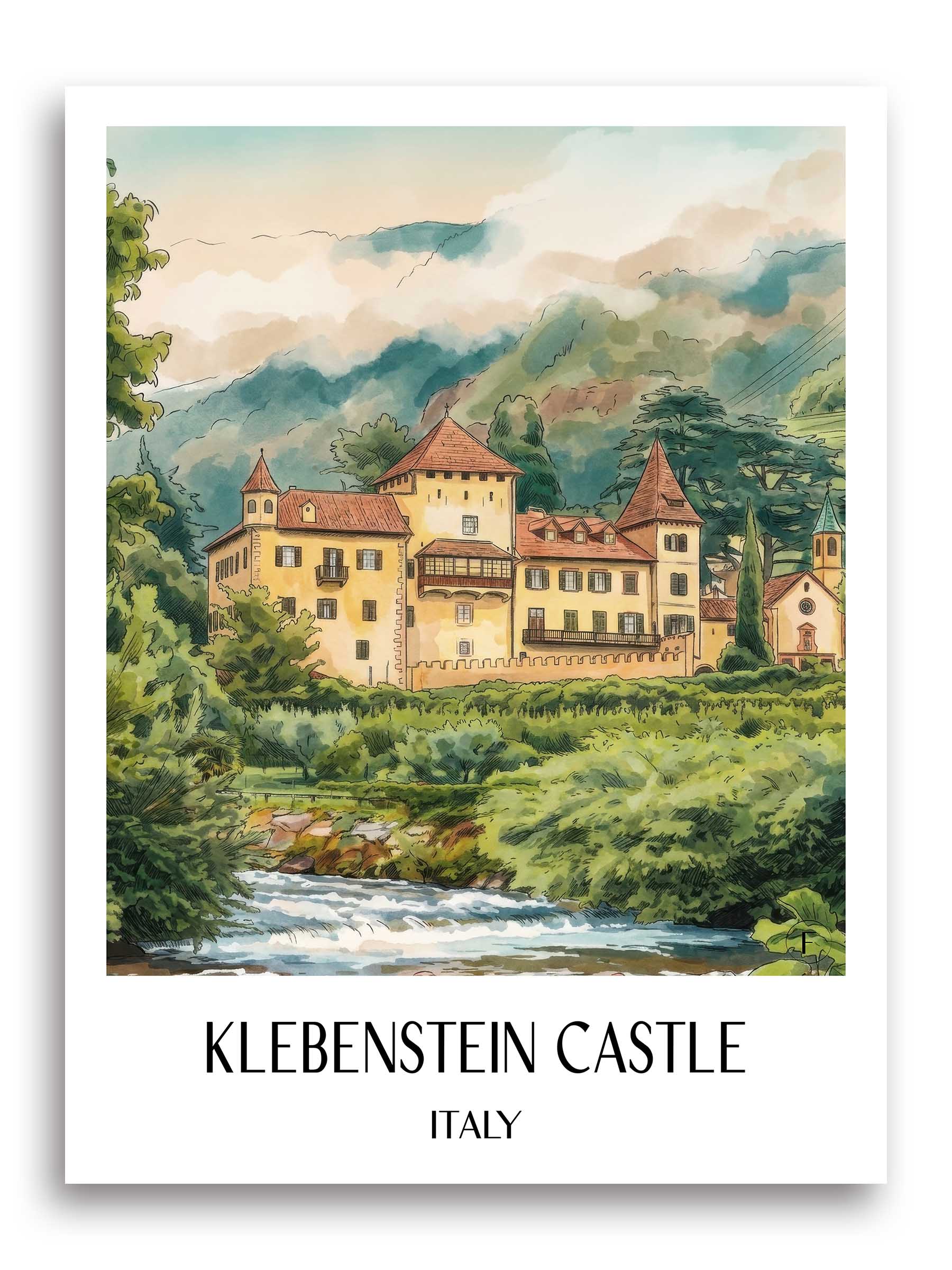 Schloss Klebenstein Poster - Bozen - Italien Kunstdruck - Aquarell von A4 bis A1 - favplace