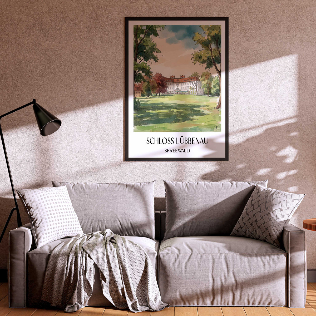 schloss-lübbenau-spreewald-deutschland-poster-aquarell