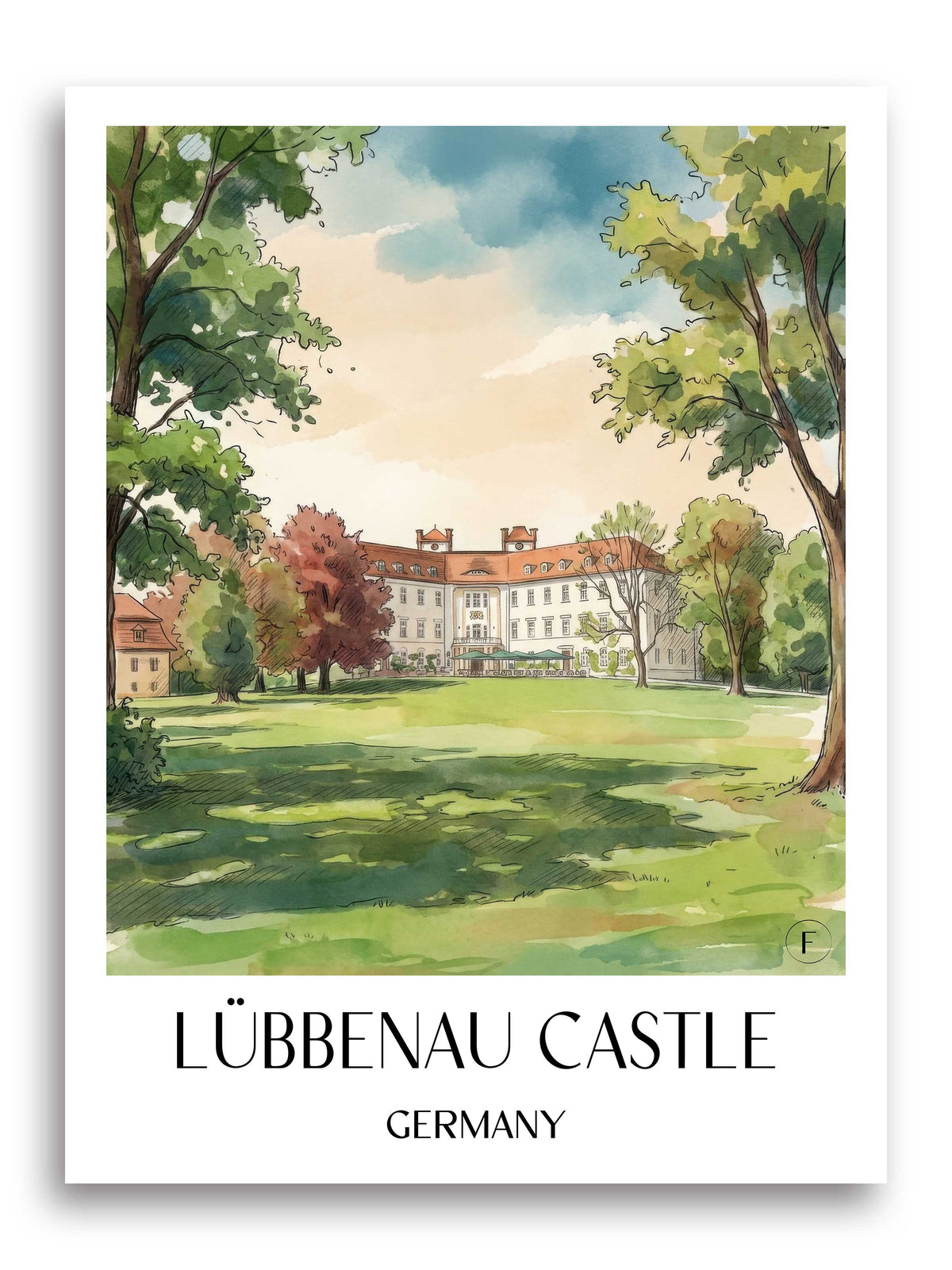 Schloss Lübbenau Poster - Spreewald - Deutschland Kunstdruck - Aquarell von A4 bis A1 - favplace
