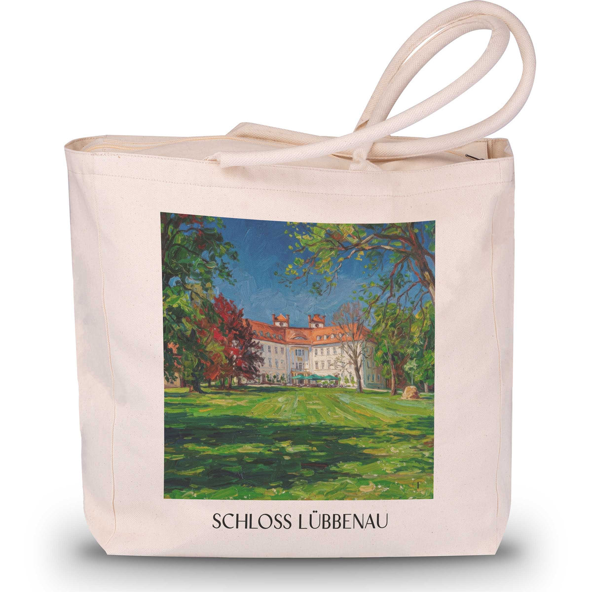schloss-lübbenau-spreewald-deutschland-einkaufstasche-oil-painting-oelgemaelde
