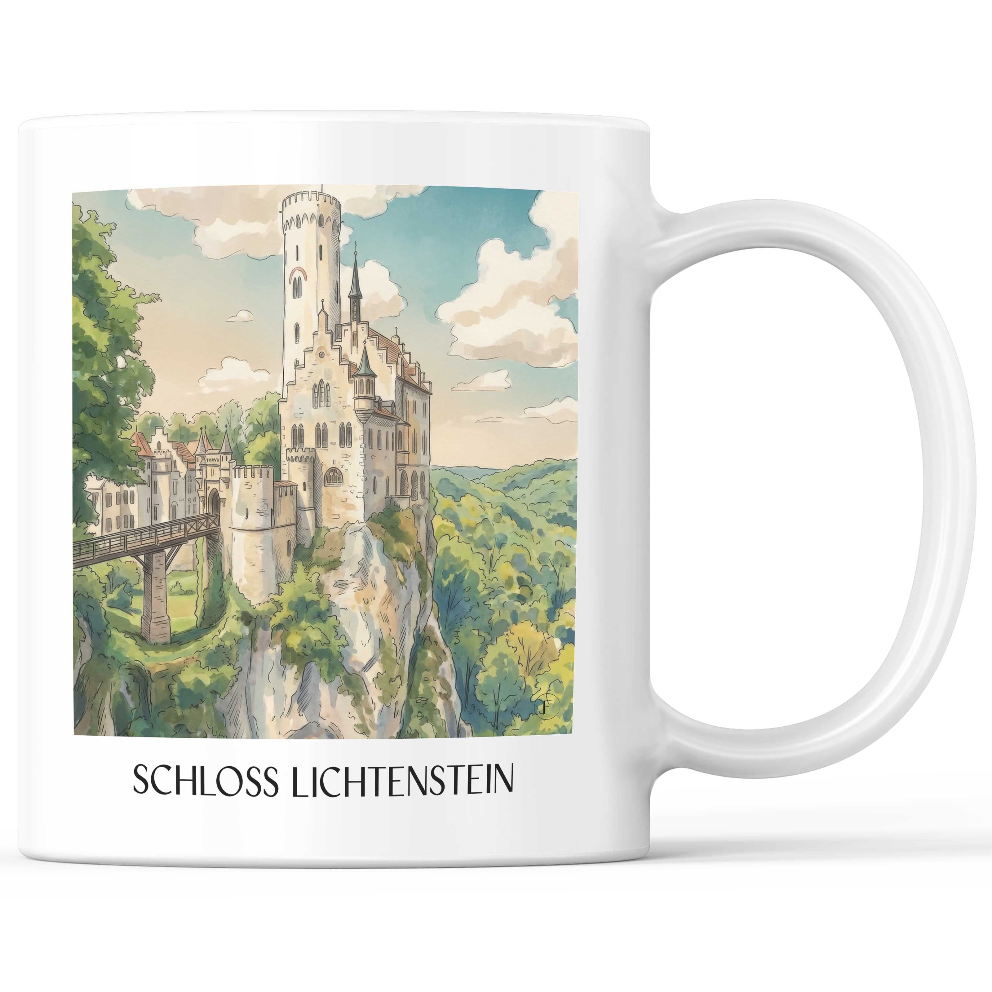 Schloss Lichtenstein Kaffeebecher - Reutlingen - Deutschland Becher - Kaffeetasse im Aquarell Stil - favplace
