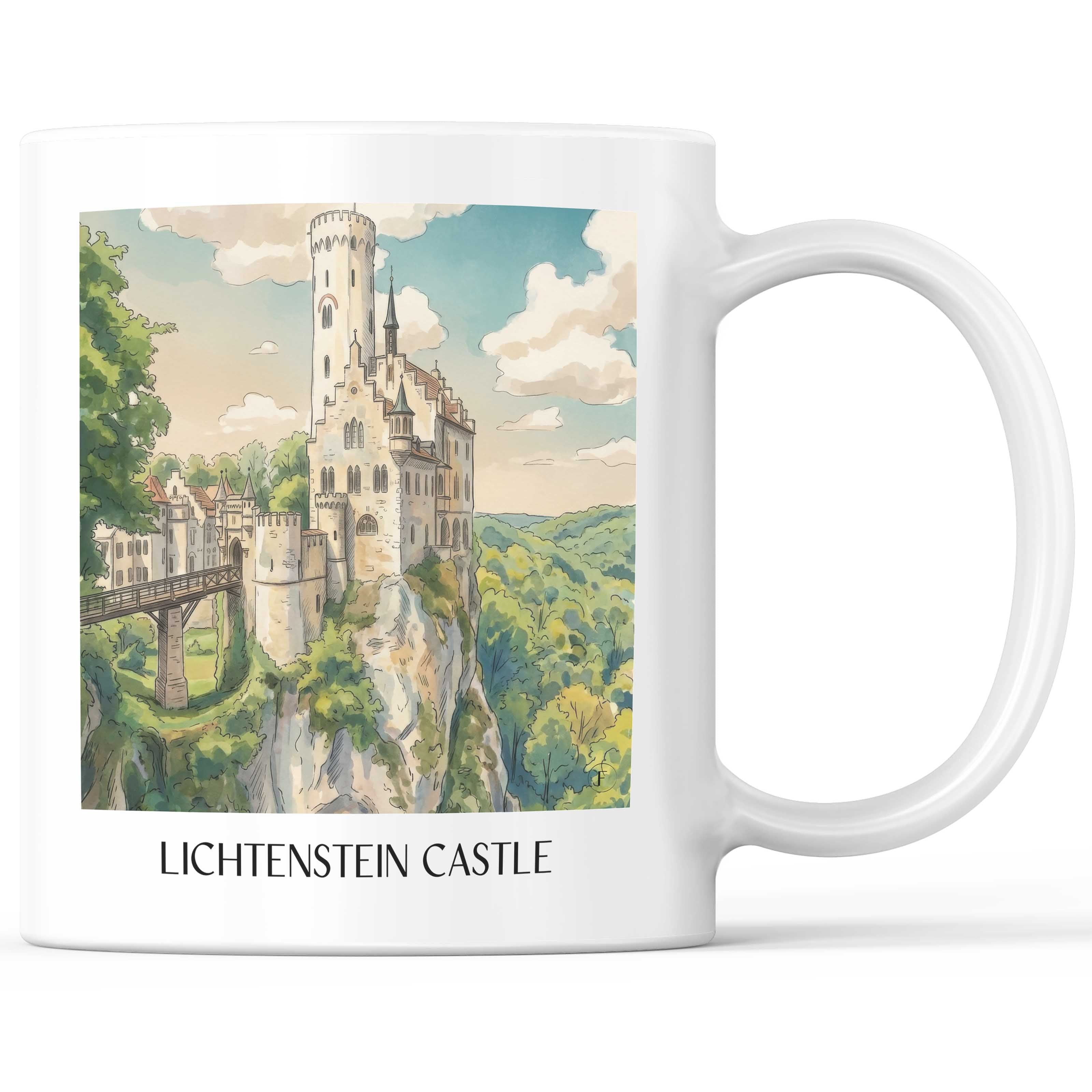 Schloss Lichtenstein Kaffeebecher - Reutlingen - Deutschland Becher - Kaffeetasse im Aquarell Stil - favplace