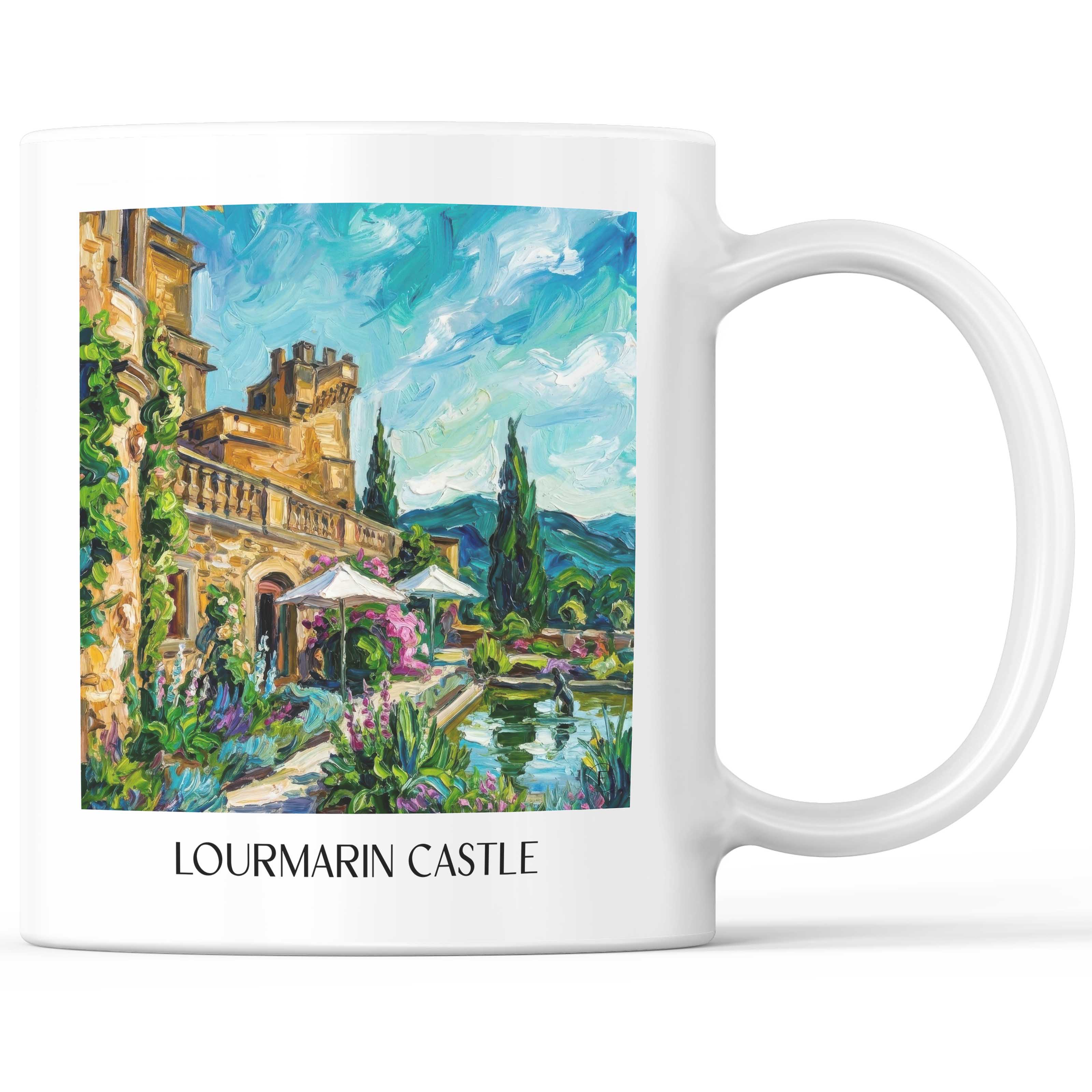Schloss Lourmarin Kaffeebecher - Provence - Frankreich Becher - Kaffeetasse im Ölgemälde Stil - favplace