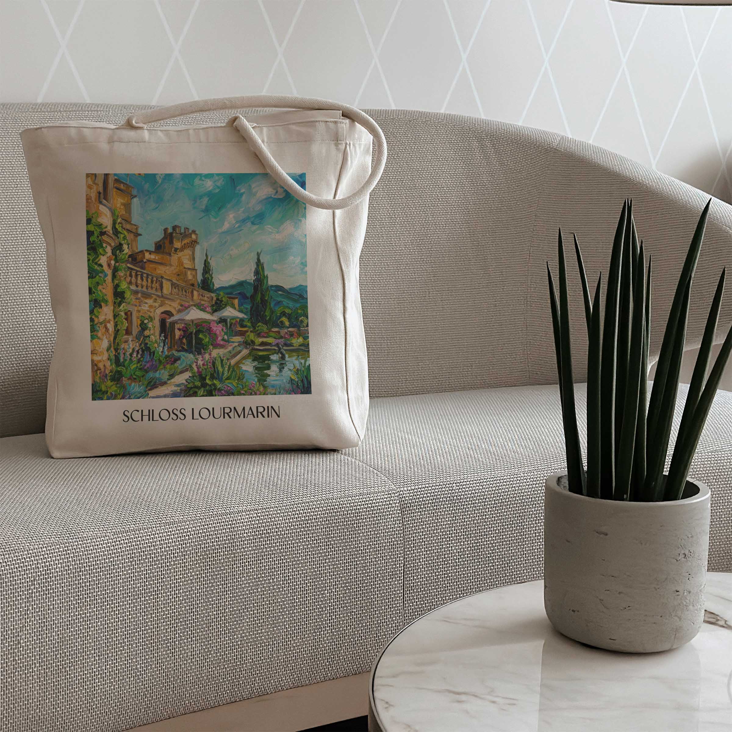 schloss-lourmarin-provence-frankreich-einkaufstasche-oil-painting-oelgemaelde