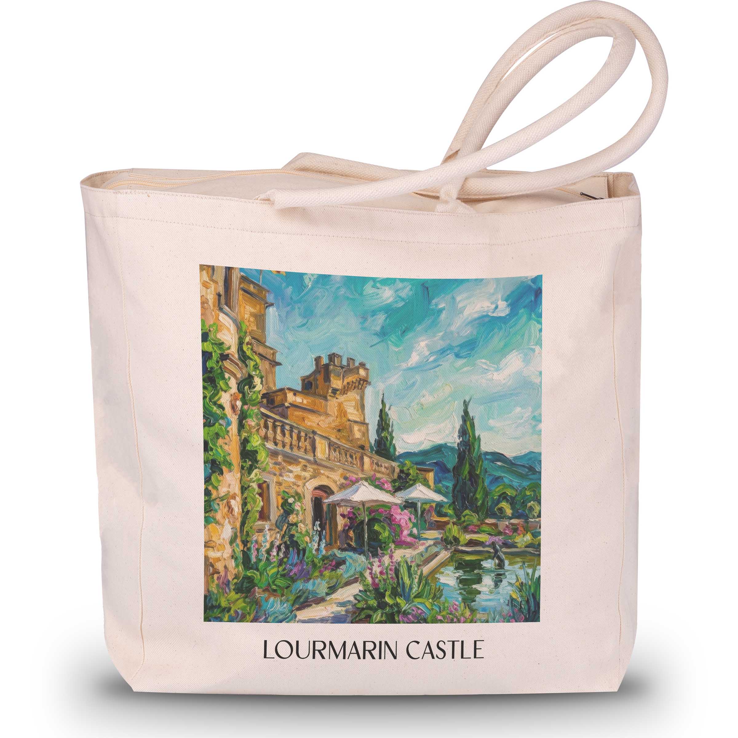Schloss Lourmarin Shopping Tasche - Provence - Frankreich Tote Bag - Einkaufstasche im Ölgemälde Stil - favplace