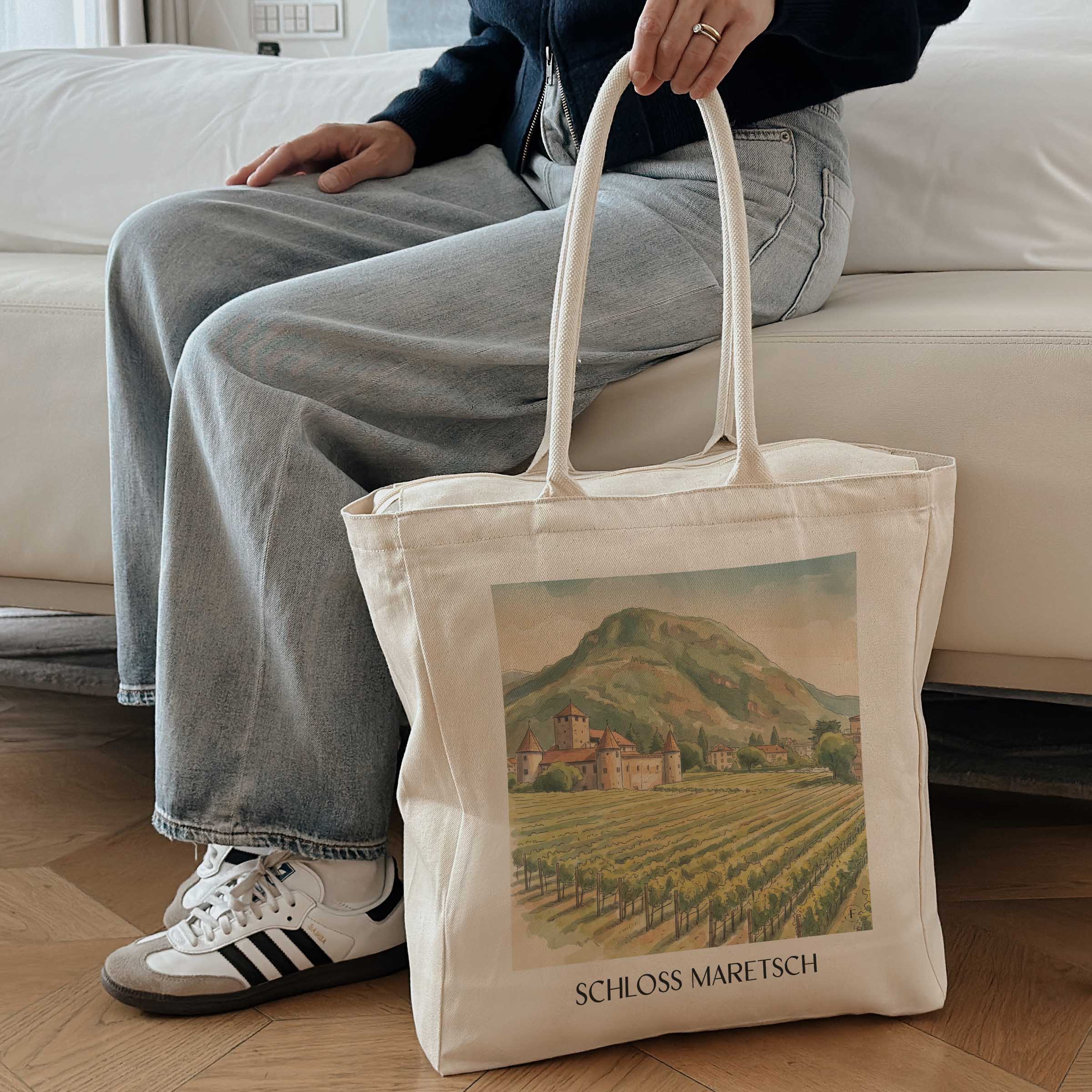 schloss-maretsch-bozen-italien-einkaufstasche-aquarell