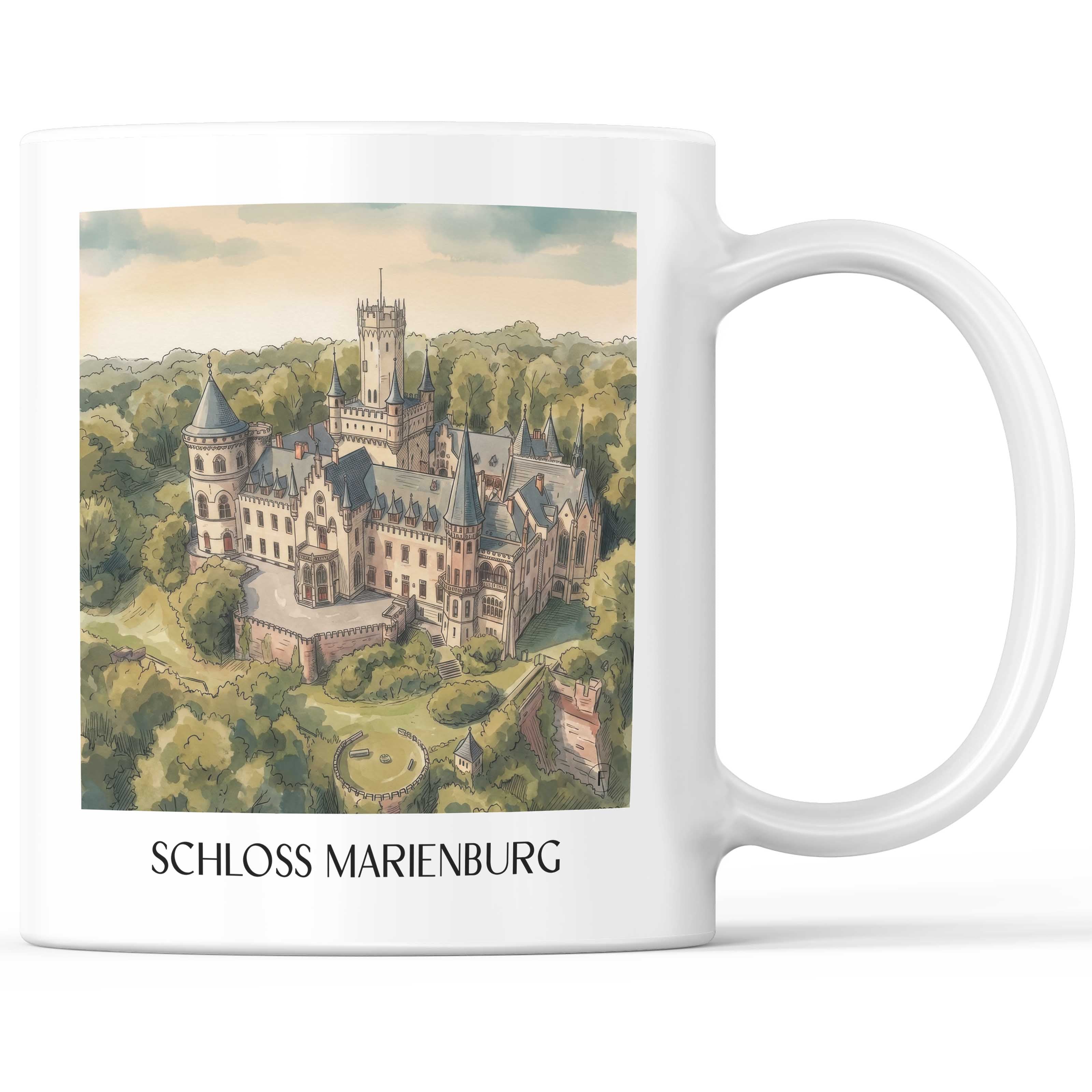 Schloss Marienburg Kaffeebecher - Pattensen - Deutschland Becher - Kaffeetasse im Aquarell Stil - favplace