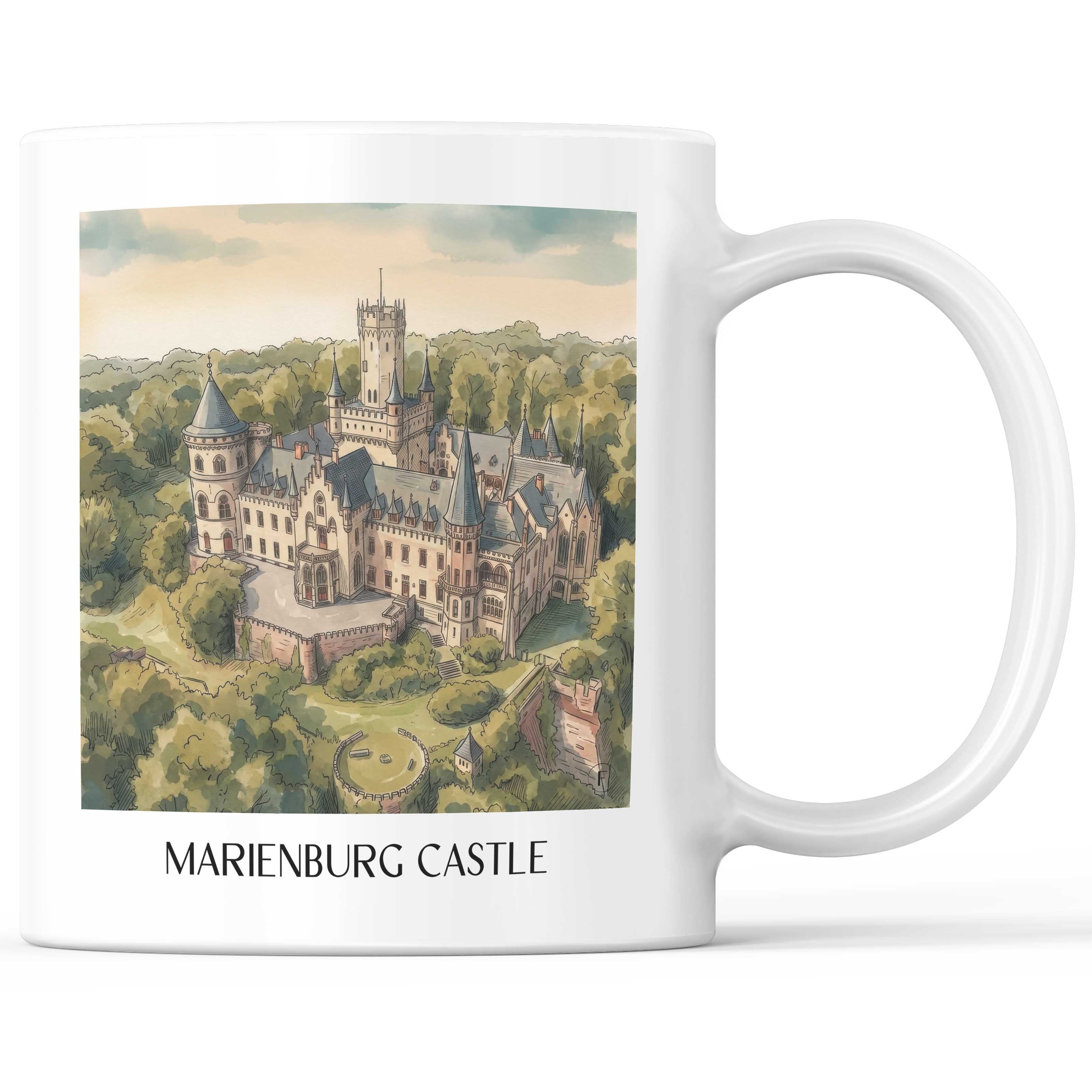 Schloss Marienburg Kaffeebecher - Pattensen - Deutschland Becher - Kaffeetasse im Aquarell Stil - favplace