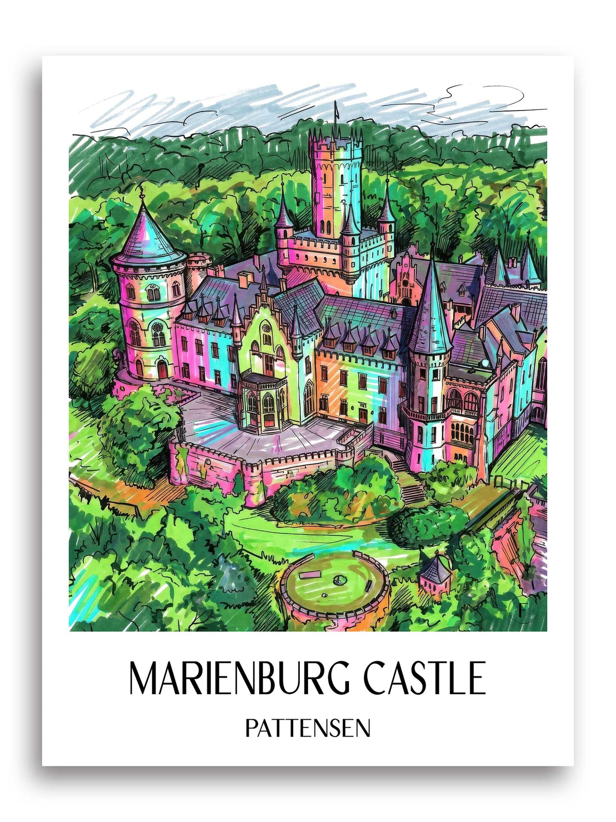 Schloss Marienburg Poster - Pattensen - Deutschland Kunstdruck - Tag Graffiti von A4 bis A1 - favplace