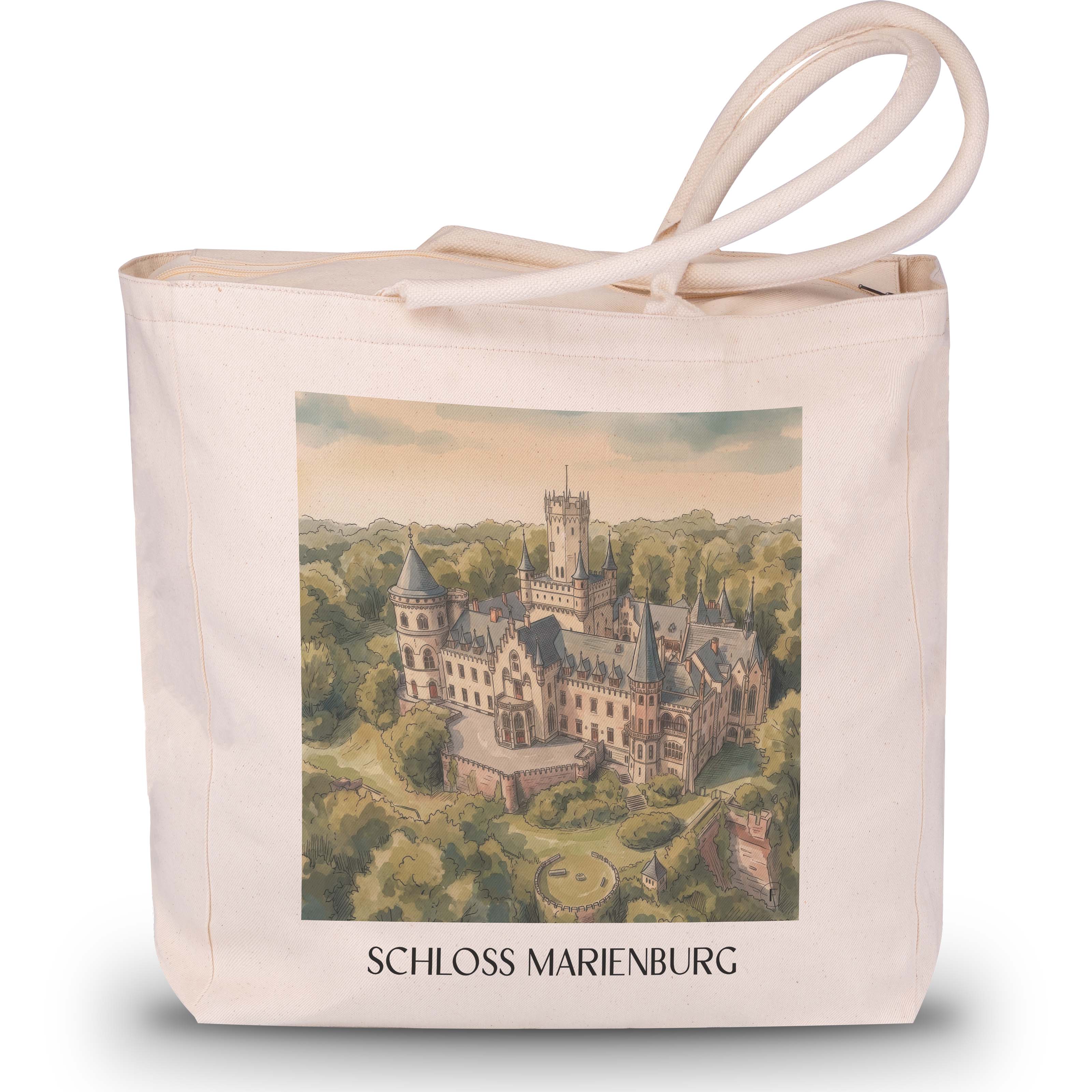 schloss-marienburg-pattensen-deutschland-einkaufstasche-aquarell