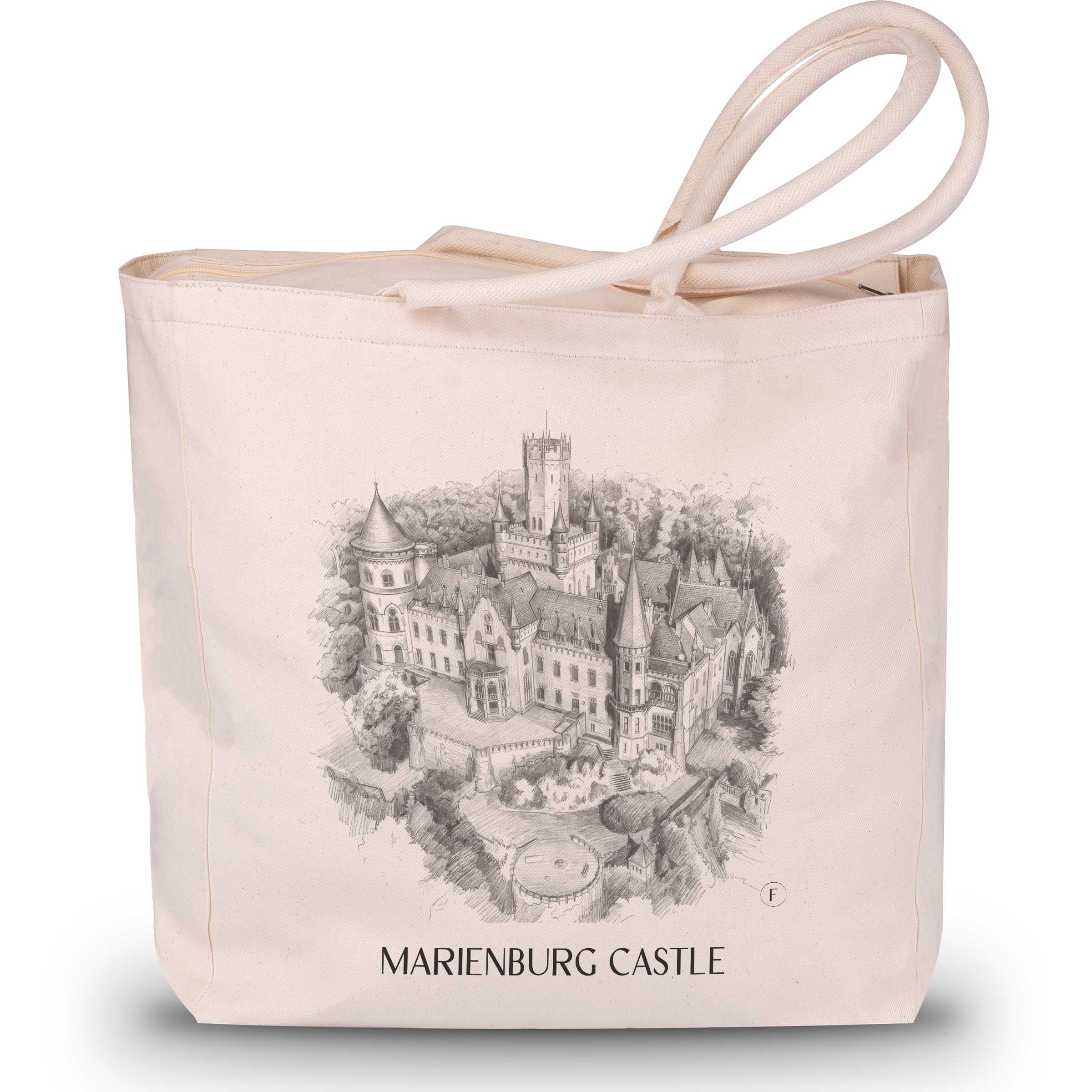 Marienburg Castle Shopping Bag - Pattensen - Germany Tote Bag - Drawing Style Shopping Bag