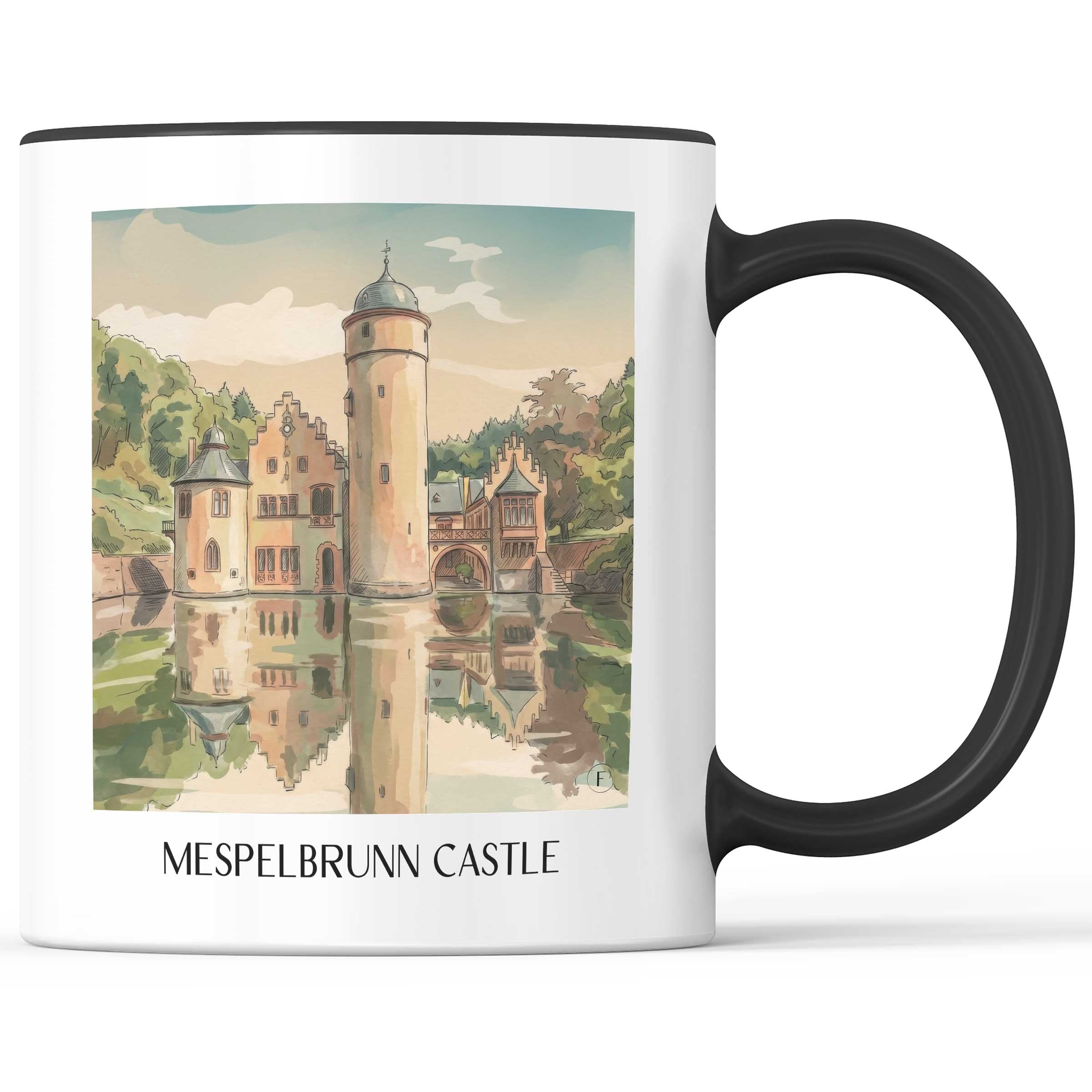 Schloss Mespelbrunn Kaffeebecher - Spessart - Deutschland Becher - Kaffeetasse im Aquarell Stil - favplace