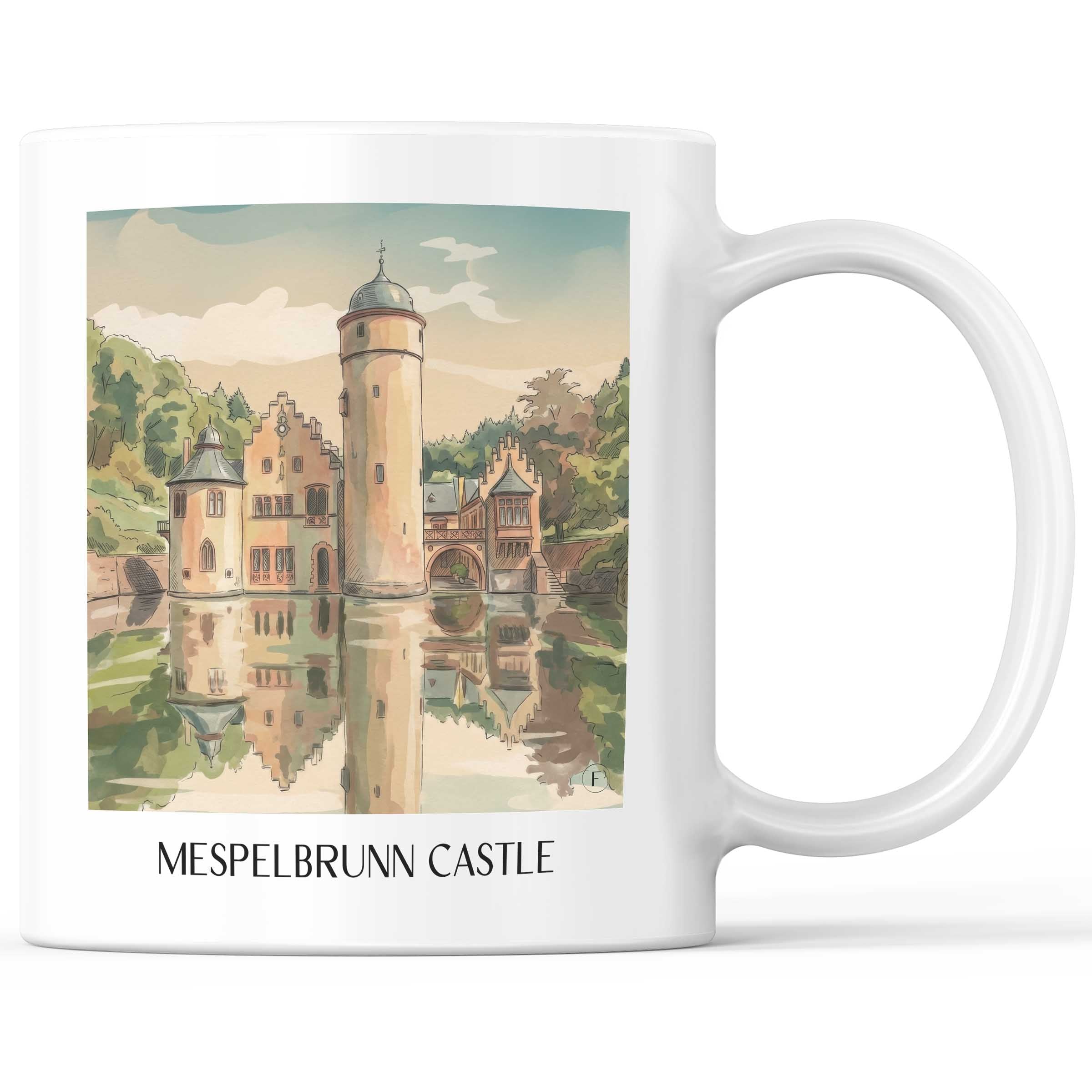 Schloss Mespelbrunn Kaffeebecher - Spessart - Deutschland Becher - Kaffeetasse im Aquarell Stil - favplace