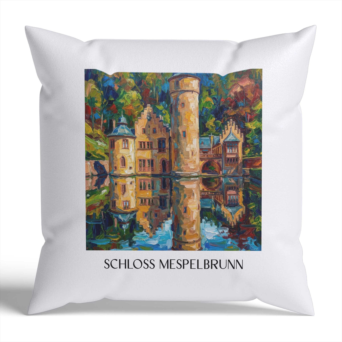 schloss-mespelbrunn-spessart-deutschland-kissenbezug-oil-painting-oelgemaelde