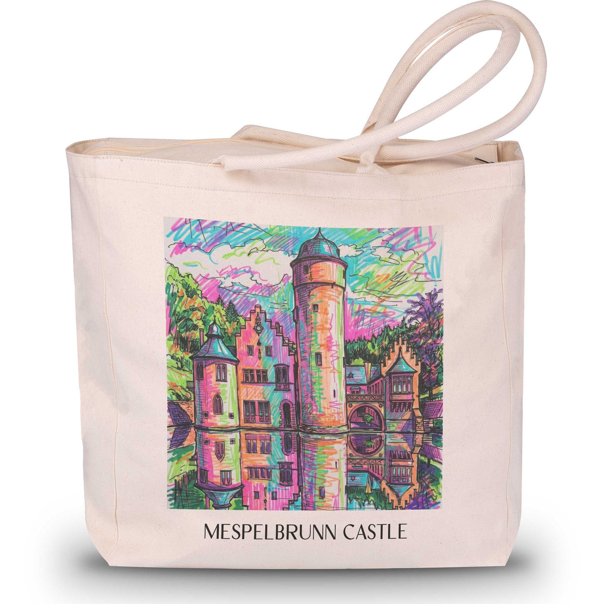Schloss Mespelbrunn Shopping Tasche - Spessart - Deutschland Tote Bag - Einkaufstasche im Tag Graffiti Stil - favplace