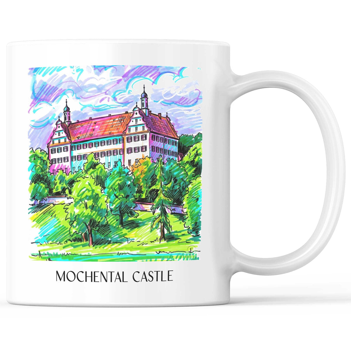 Schloss Mochental Kaffeebecher - Schwäbische Alb - Deutschland Becher - Kaffeetasse im Tag Graffiti Stil - favplace