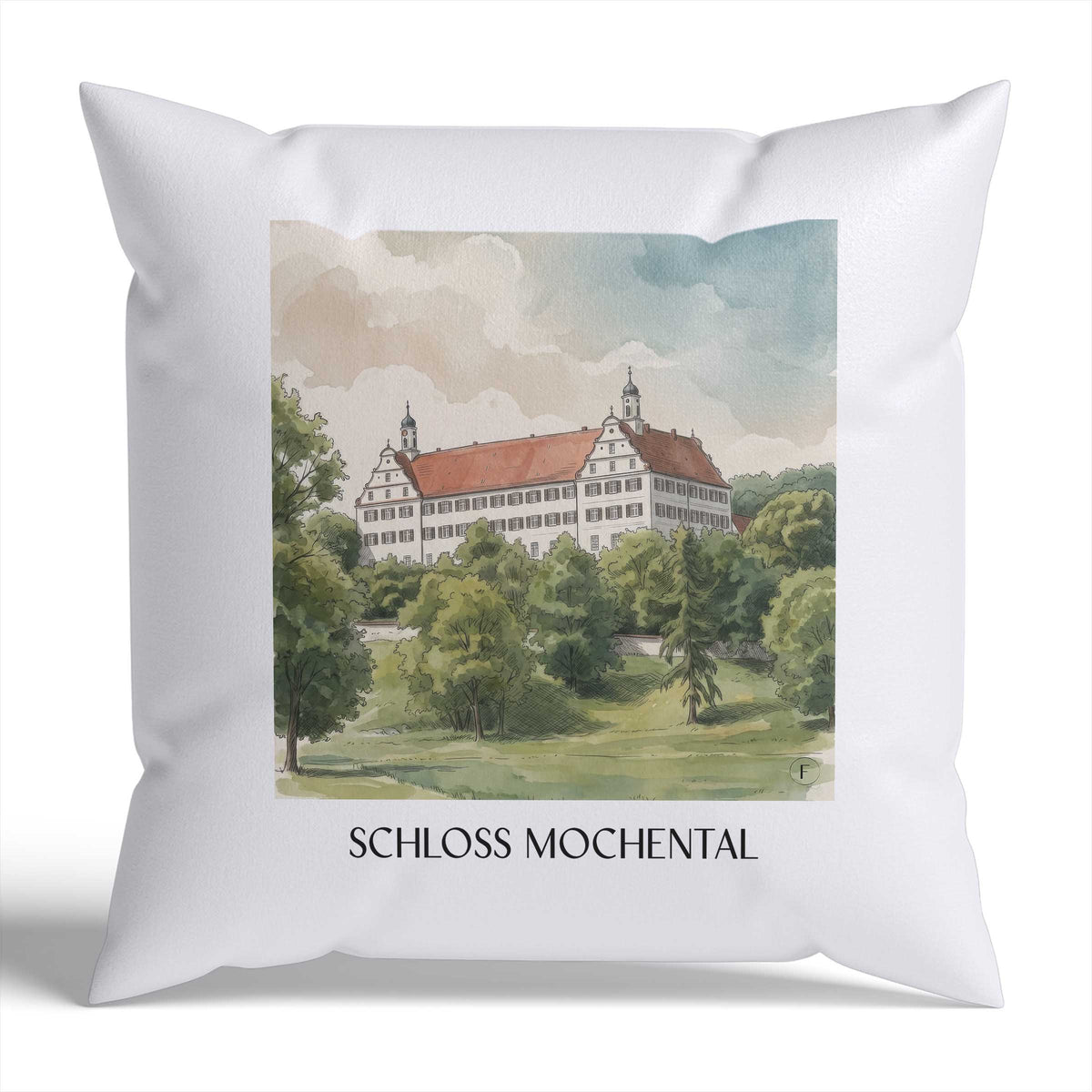 schloss-mochental-schwäbische-alb-deutschland-kissenbezug-aquarell