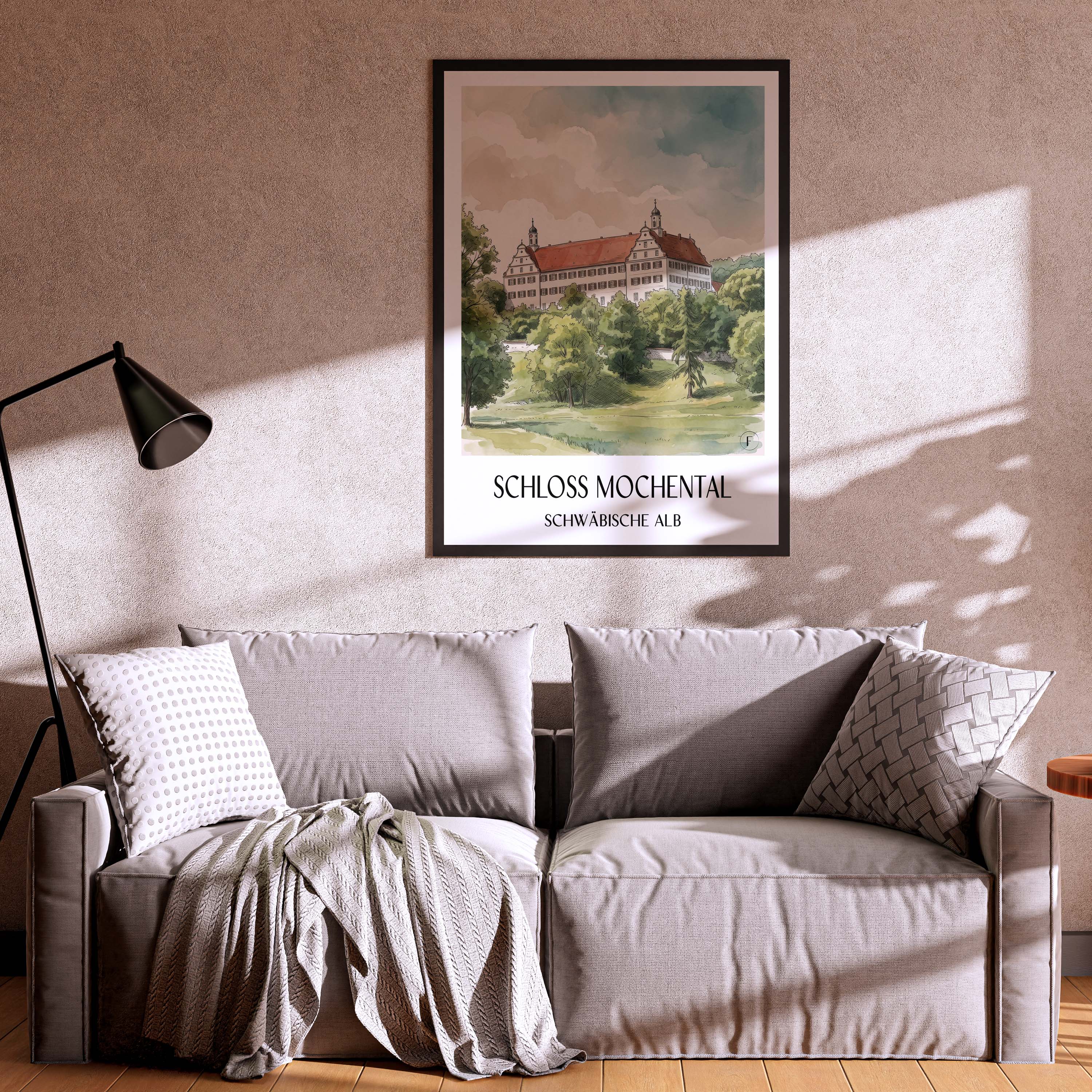 schloss-mochental-schwäbische-alb-deutschland-poster-aquarell