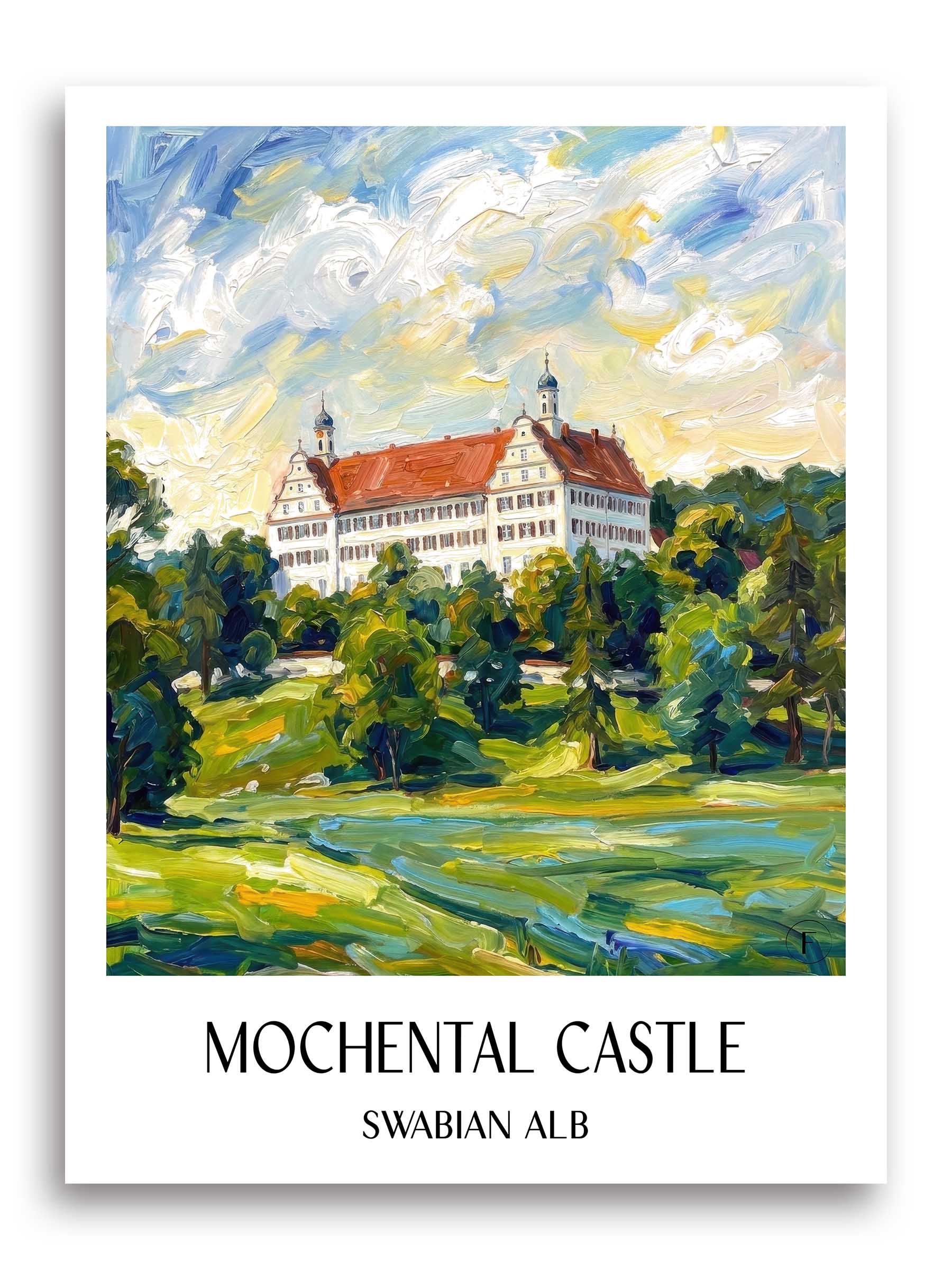 Schloss Mochental Poster - Schwäbische Alb - Deutschland Kunstdruck - Ölgemälde von A4 bis A1 - favplace