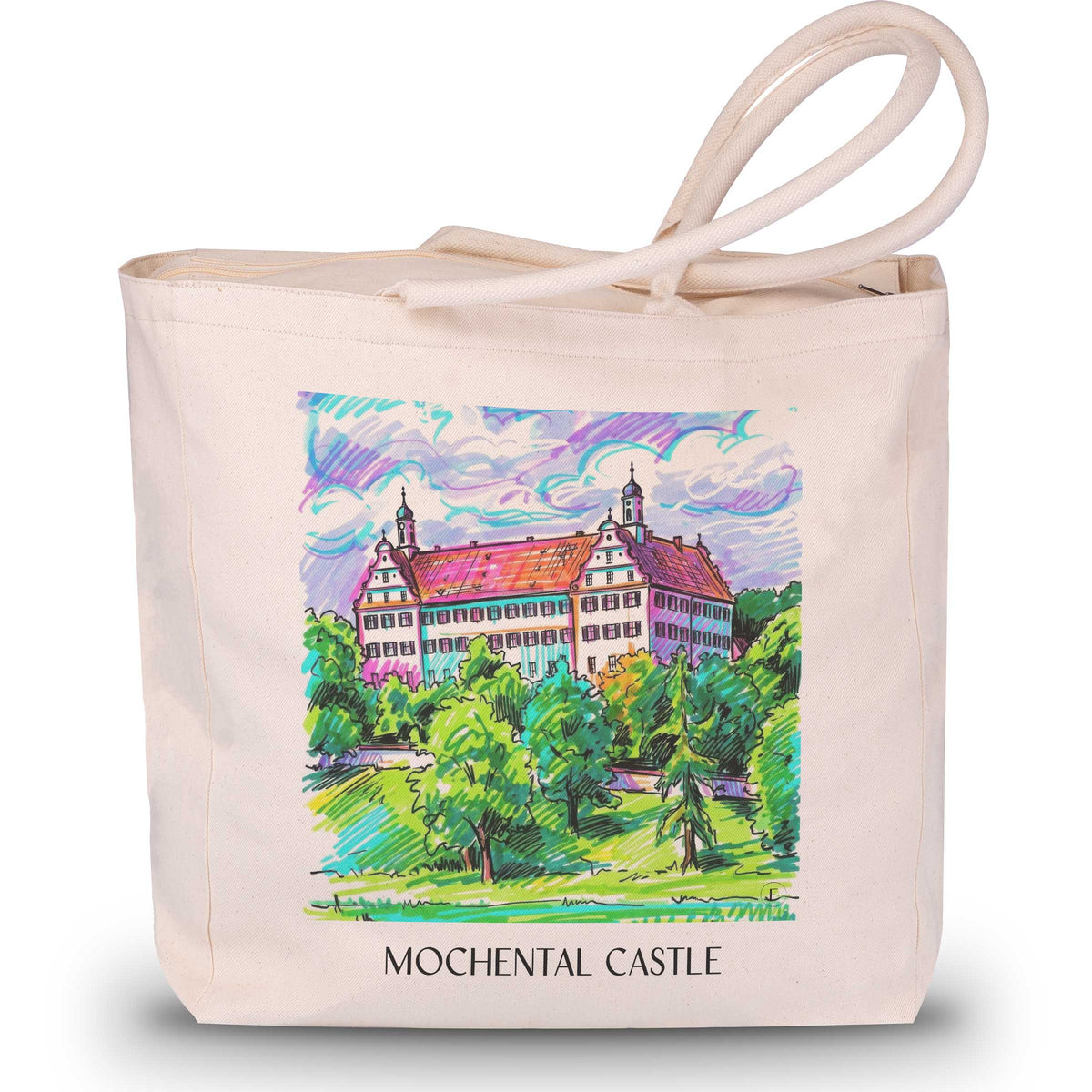 Schloss Mochental Shopping Tasche - Schwäbische Alb - Deutschland Tote Bag - Einkaufstasche im Tag Graffiti Stil - favplace