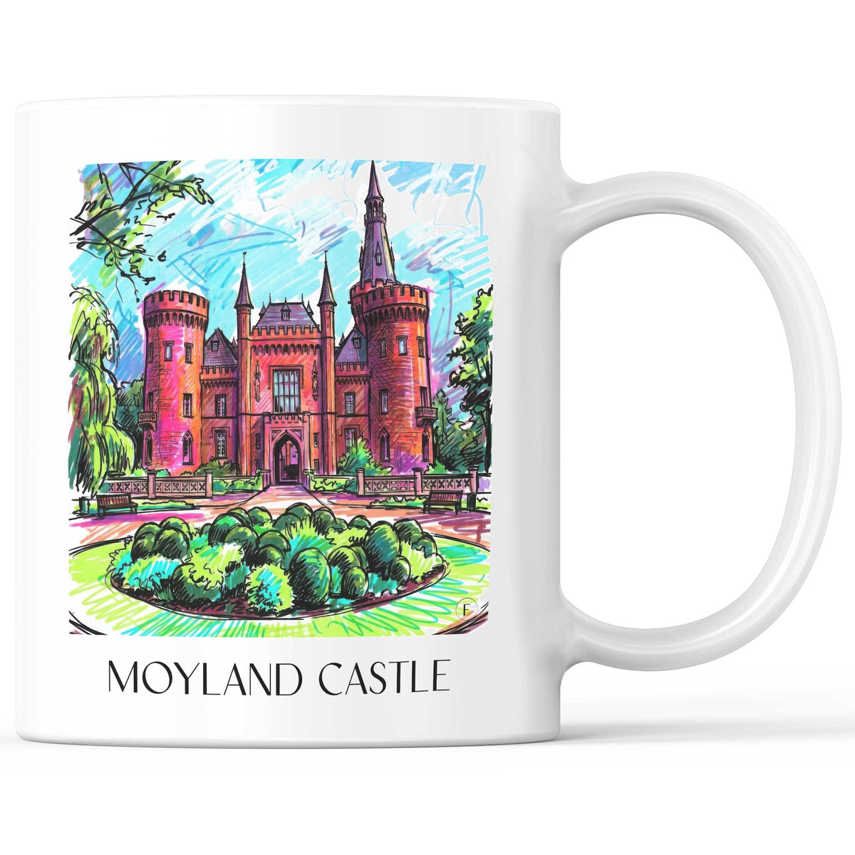 Schloss Moyland Kaffeebecher - Niederrhein - Deutschland Becher - Kaffeetasse im Tag Graffiti Stil - favplace