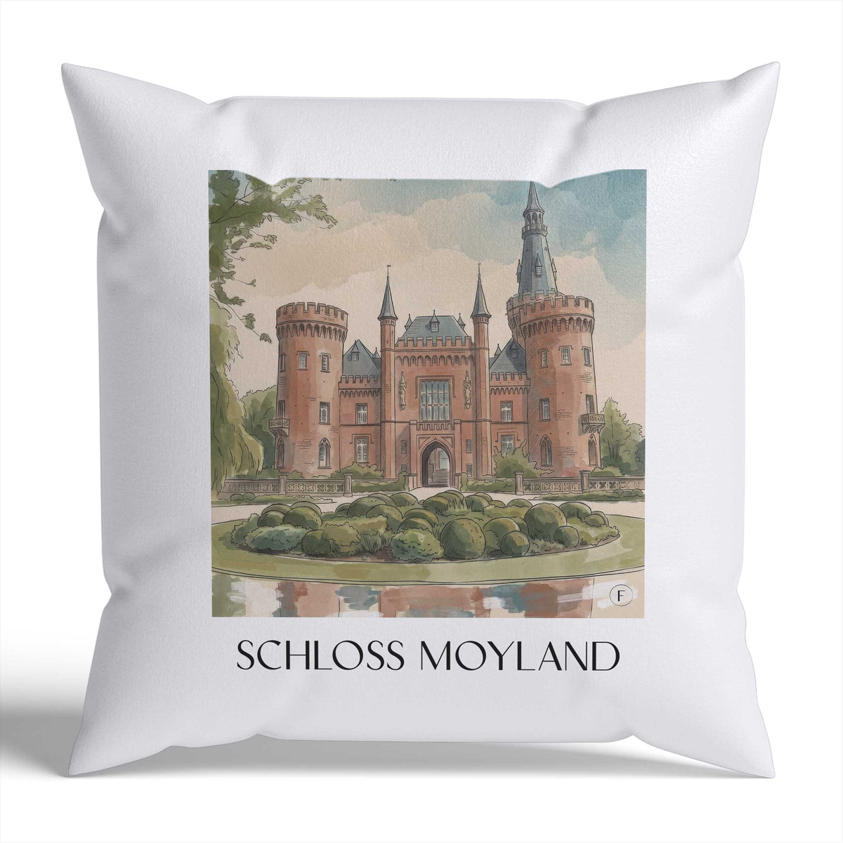 schloss-moyland-niederrhein-deutschland-kissenbezug-aquarell