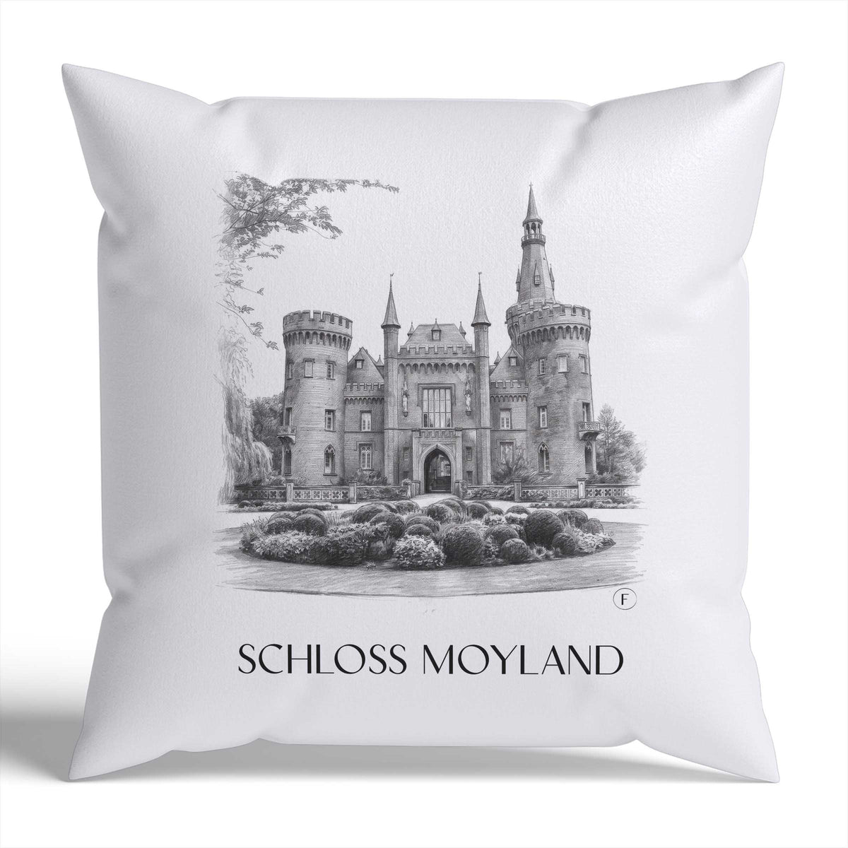 schloss-moyland-niederrhein-deutschland-kissenbezug-bleistift-zeichnung-drawing