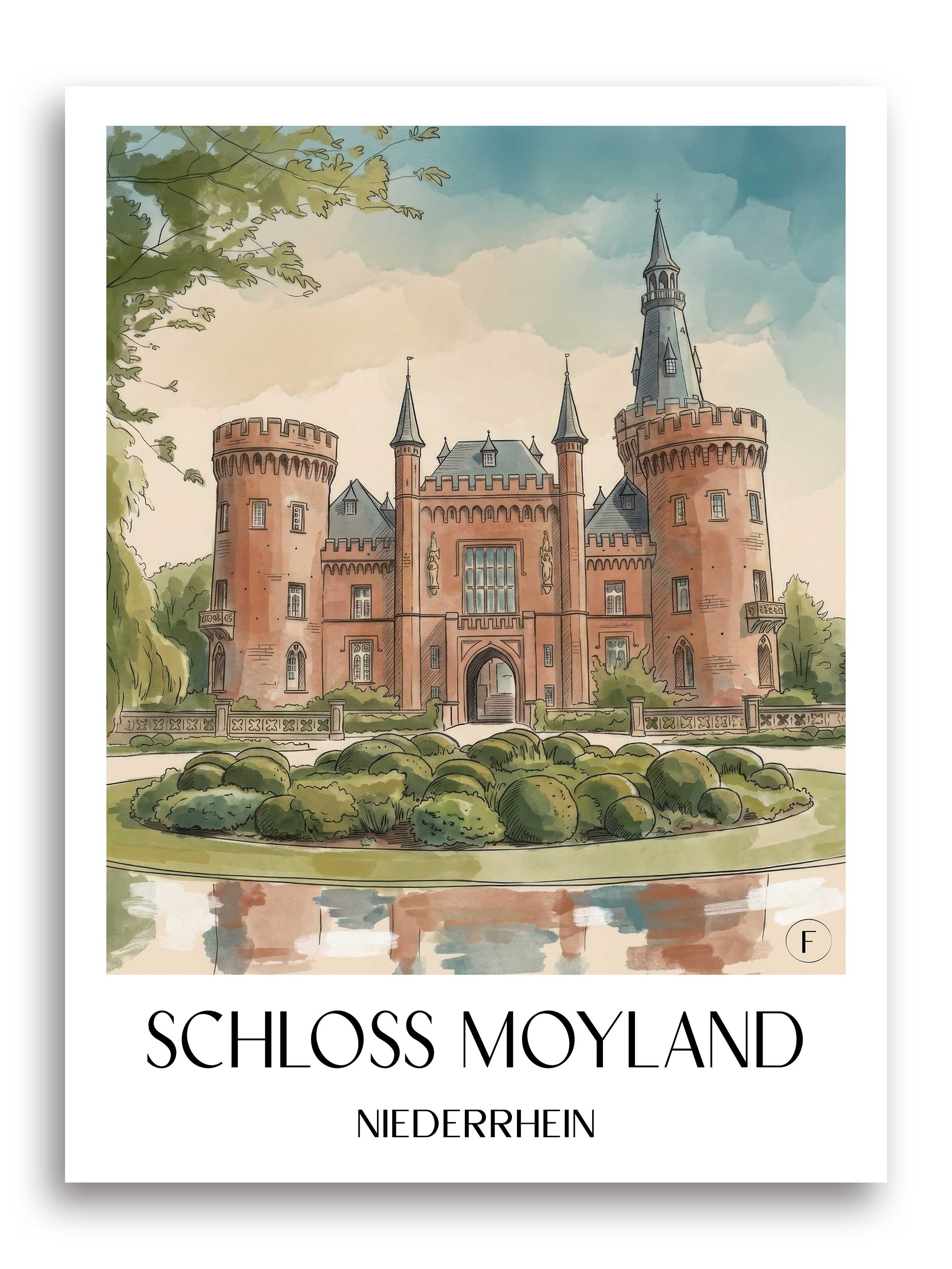 schloss-moyland-niederrhein-deutschland-poster-aquarell