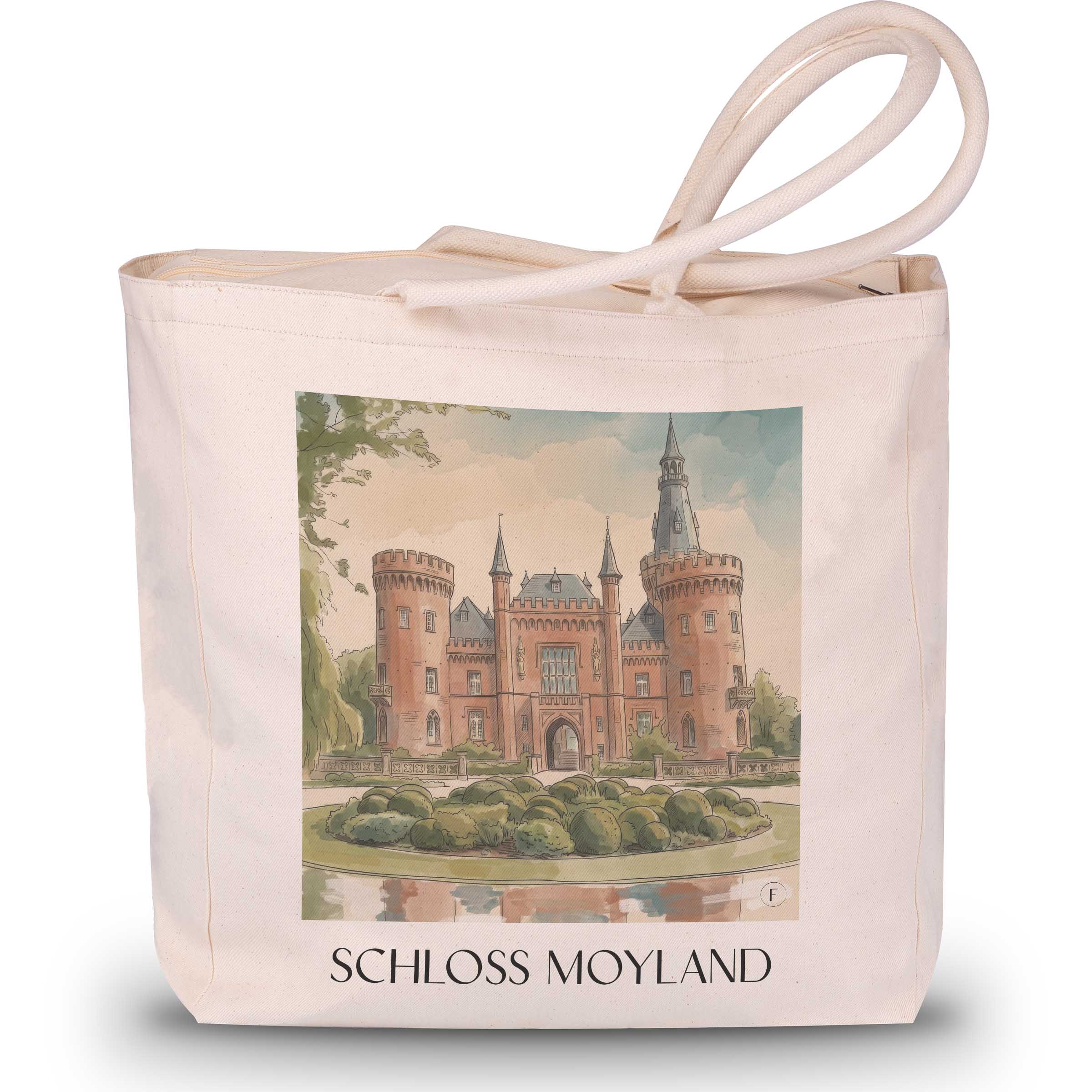 schloss-moyland-niederrhein-deutschland-einkaufstasche-aquarell