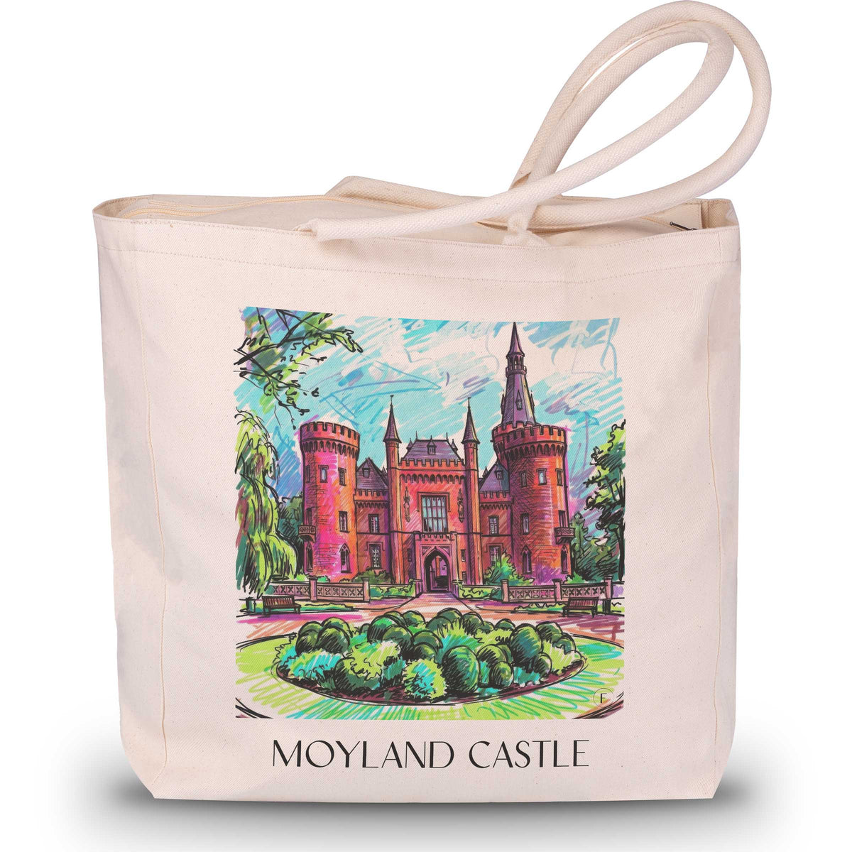 Schloss Moyland Shopping Tasche - Niederrhein - Deutschland Tote Bag - Einkaufstasche im Tag Graffiti Stil - favplace