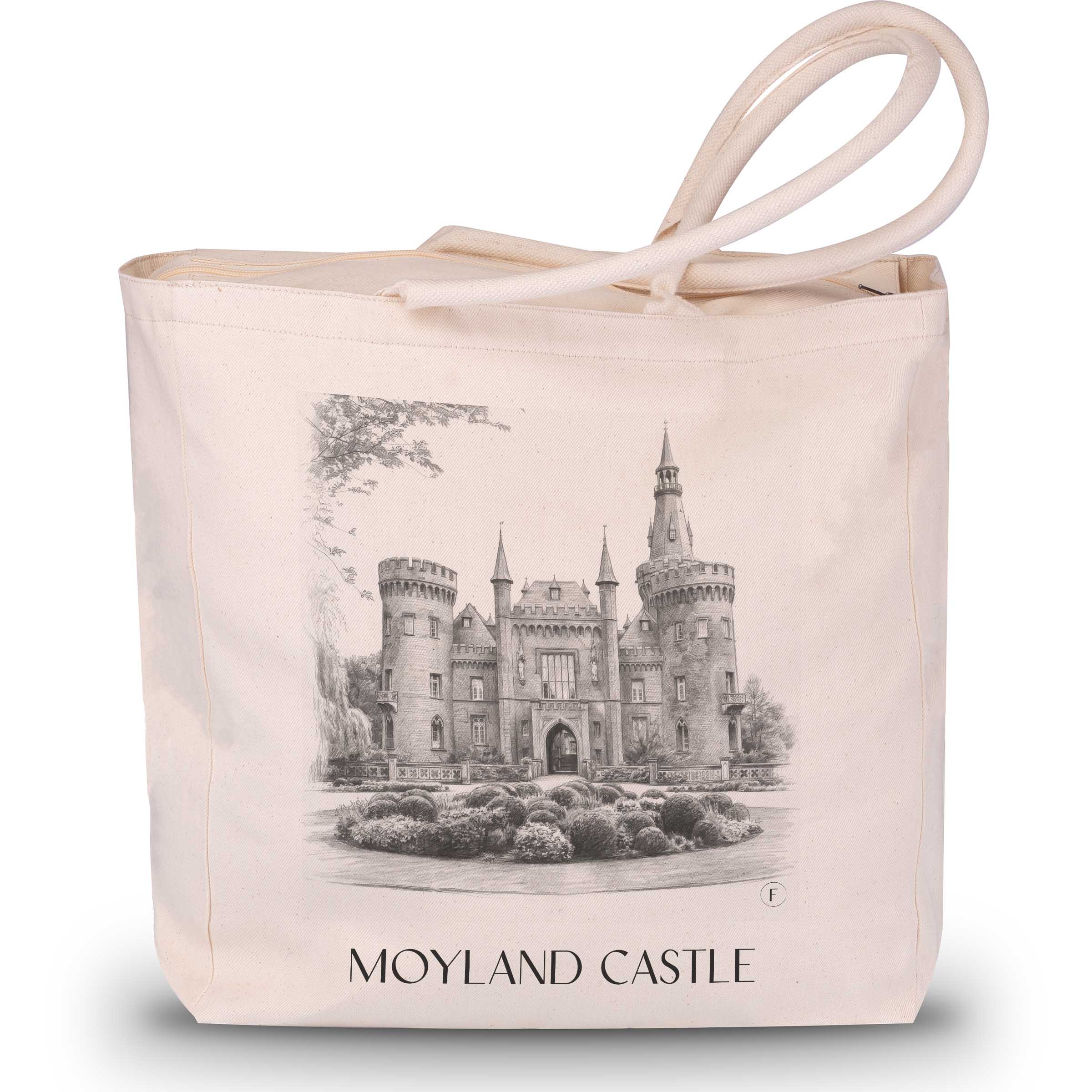 Moyland Castle Shopping Bag - Lower Rhine - Germany Tote Bag - Drawing Style Shopping Bag