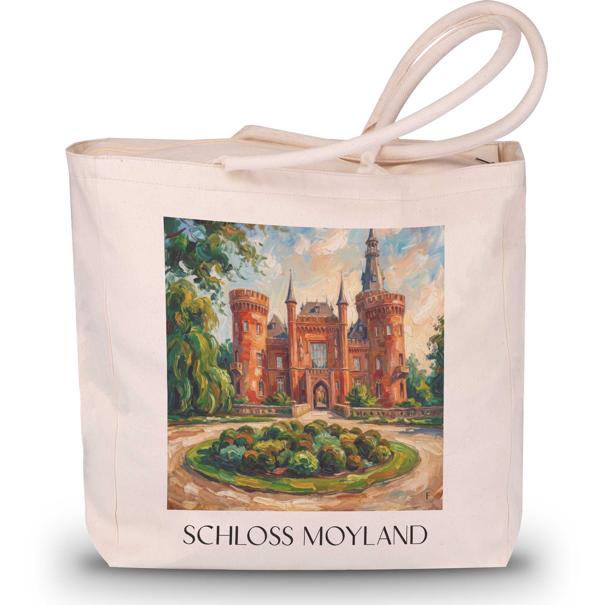 schloss-moyland-niederrhein-deutschland-einkaufstasche-oil-painting-oelgemaelde