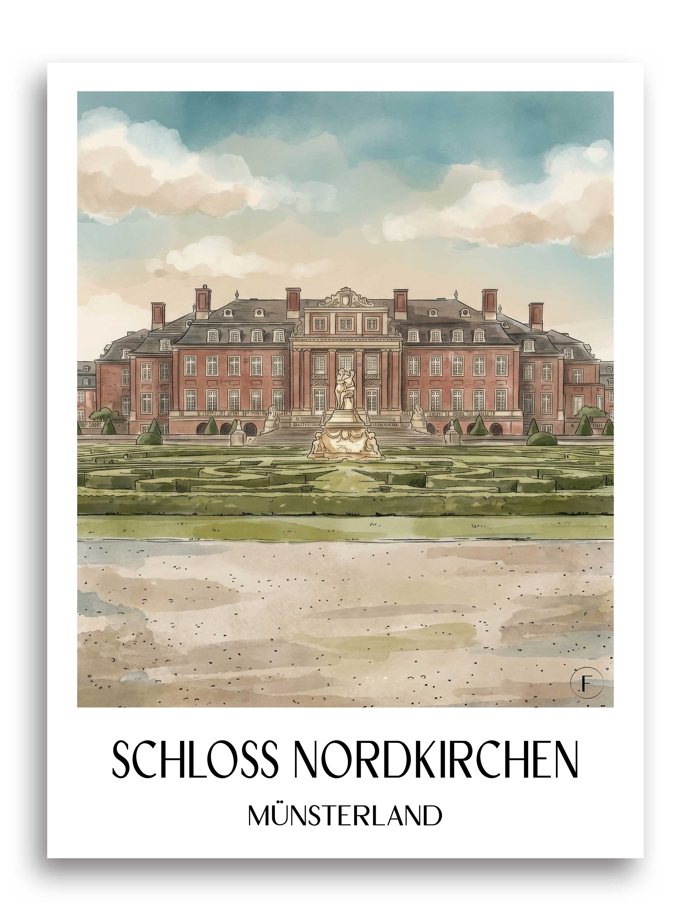 schloss-nordkirchen-münsterland-deutschland-poster-aquarell