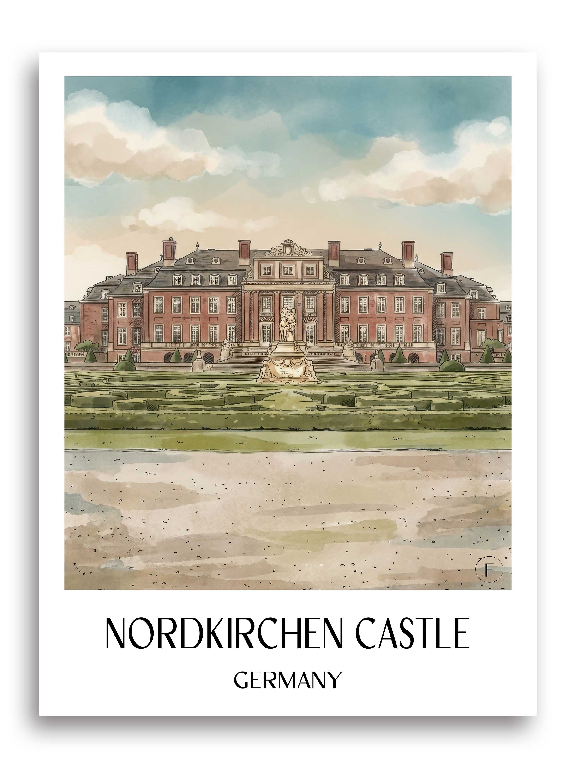 Schloss Nordkirchen Poster - Münsterland - Deutschland Kunstdruck - Aquarell von A4 bis A1 - favplace