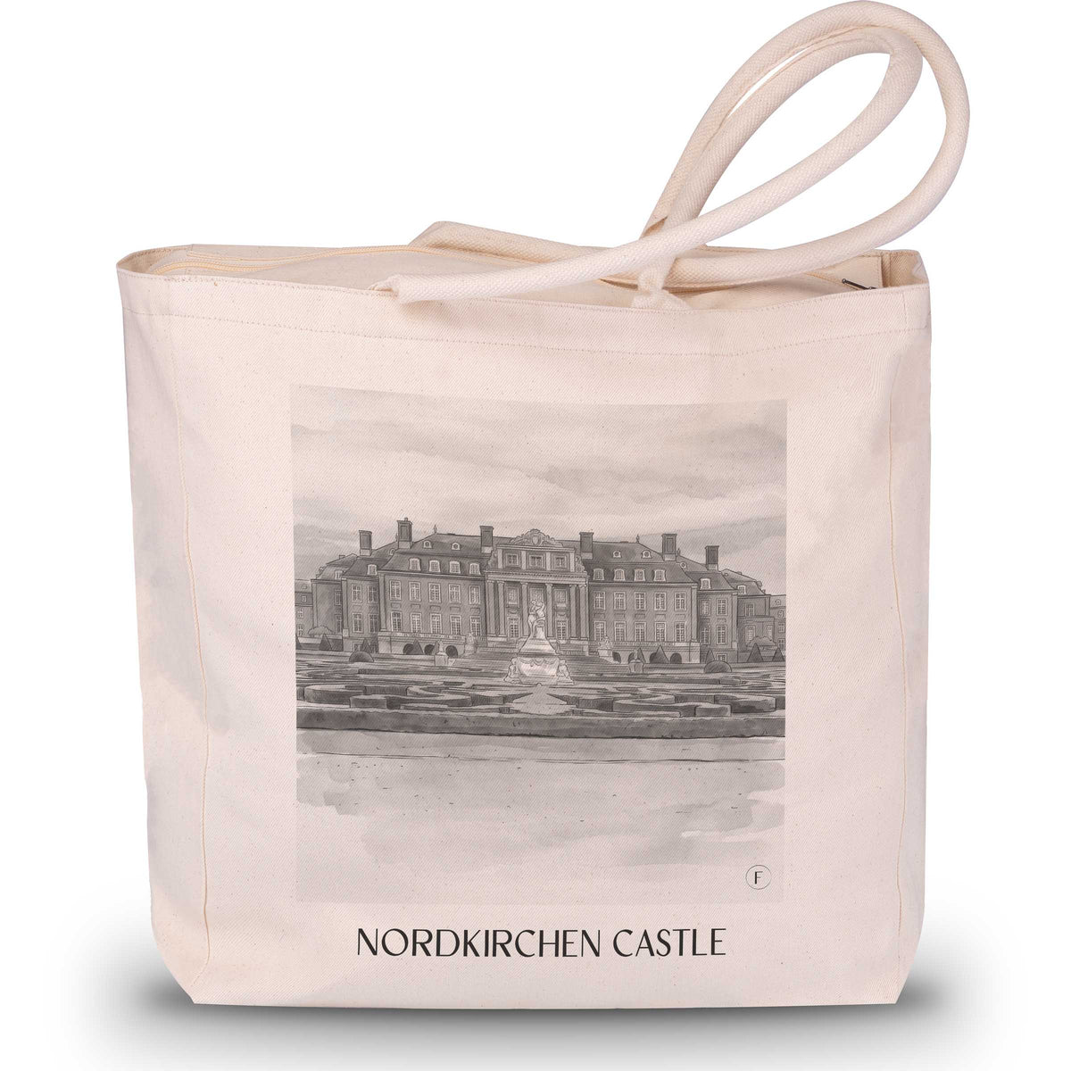 Schloss Nordkirchen Shopping Tasche - Münsterland - Deutschland Tote Bag - Einkaufstasche im Aquarell Schwarz-Weiß Stil - favplace