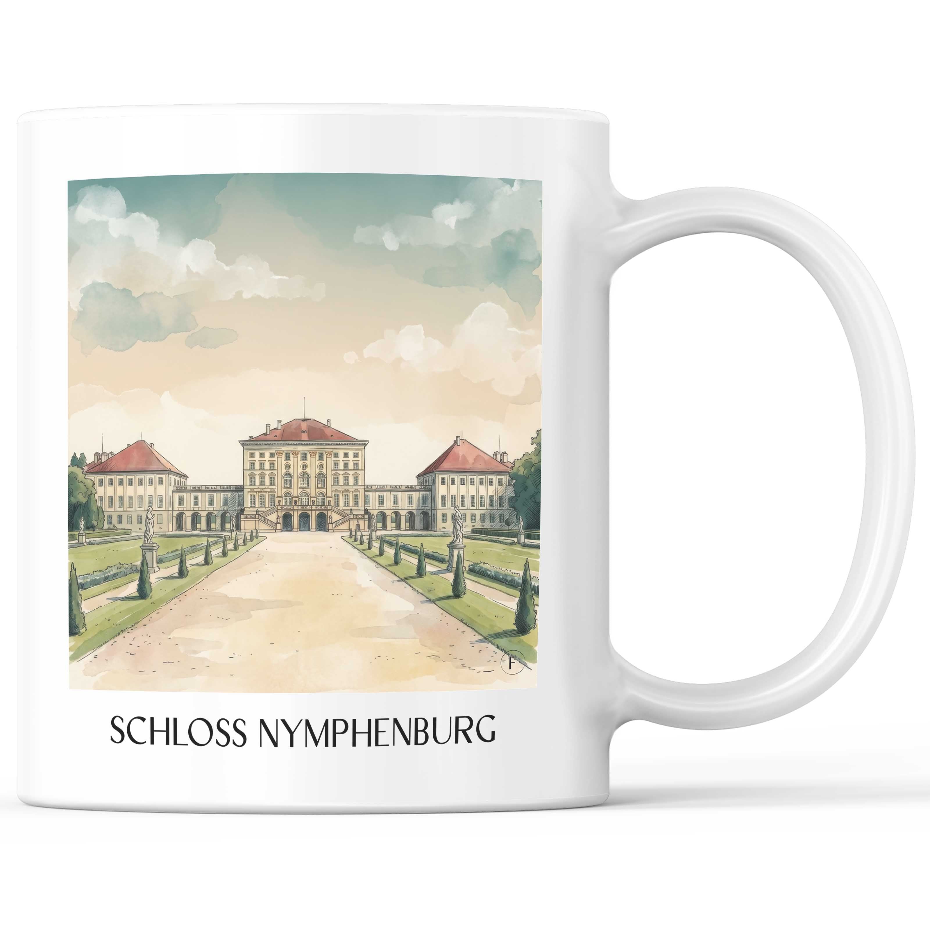 Schloss Nymphenburg Kaffeebecher - München - Deutschland Becher - Kaffeetasse im Aquarell Stil - favplace